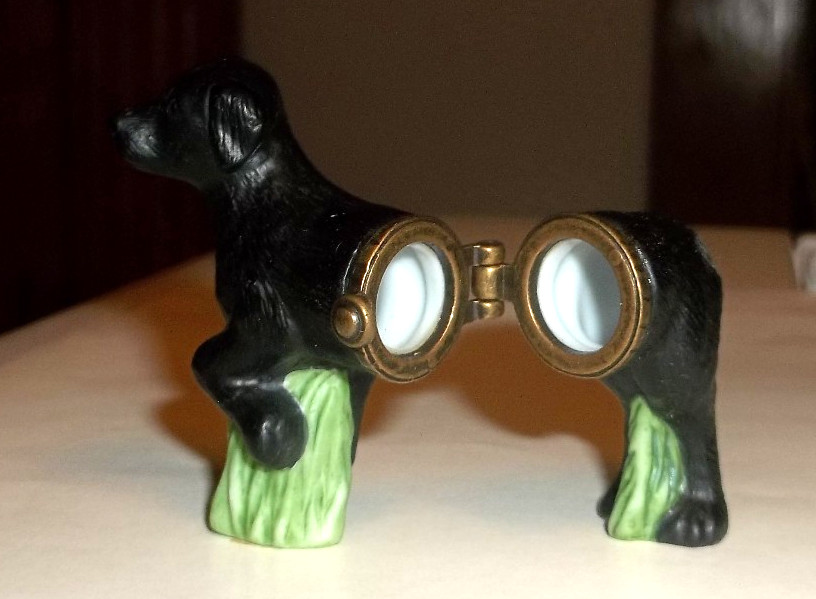 Hinged Trinket Box marked PHB 2 1/2″ Black Labradour Dog