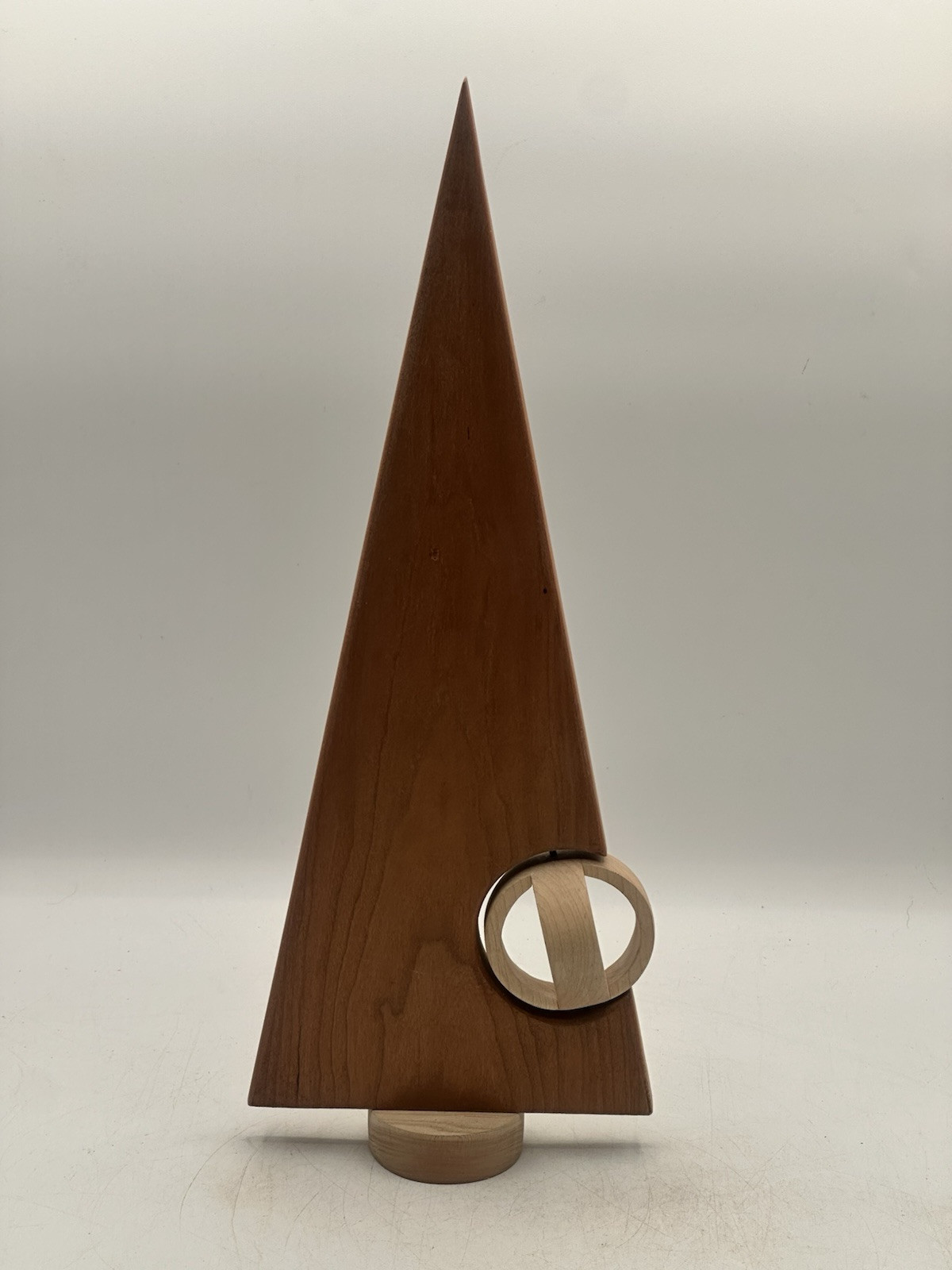 Contemporary Wooden Sailboat Or Tree Sculpture With Articulating Orb