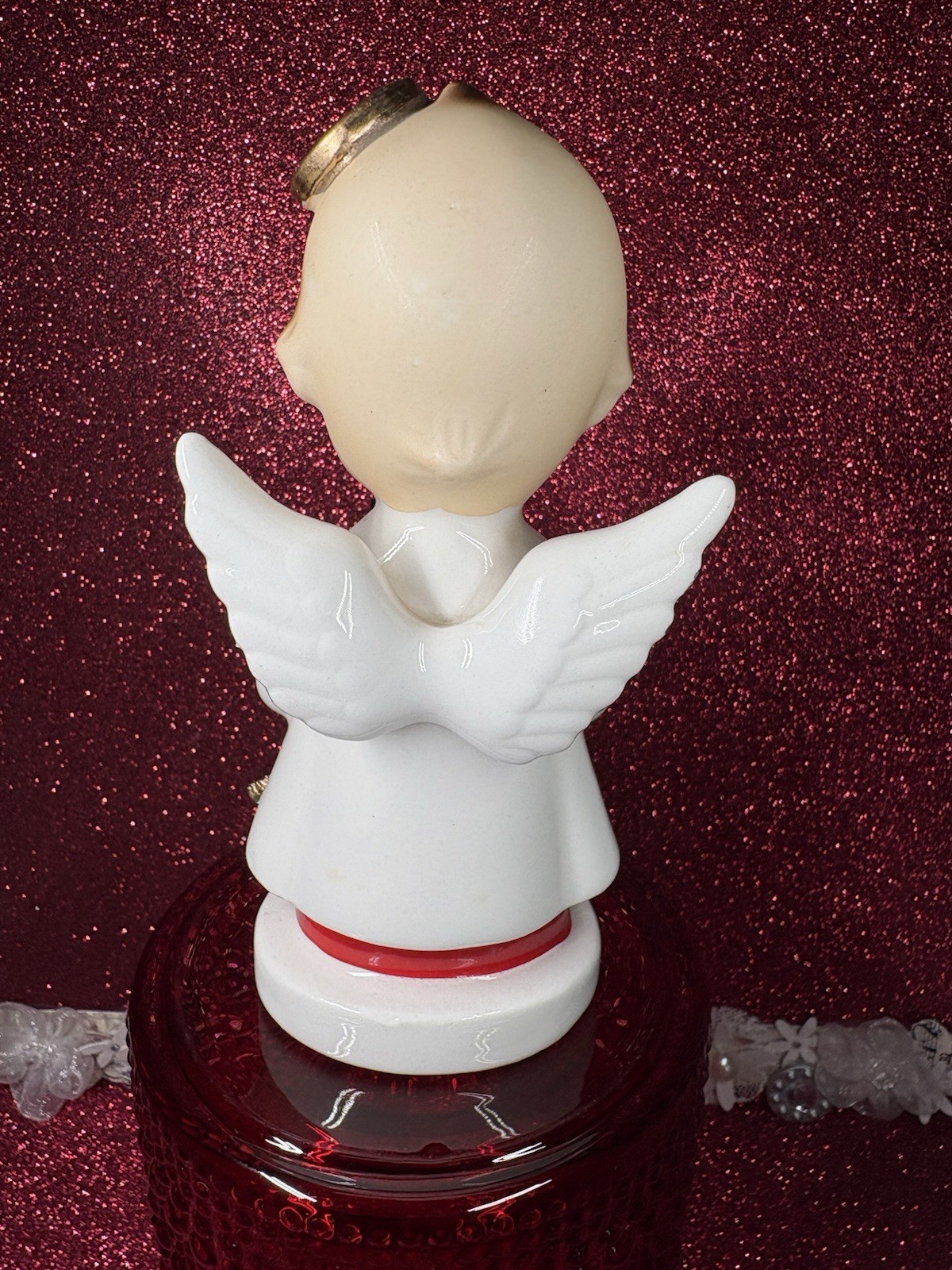 Vtg Arnart 4th Of July Kewpie Angel W/ Rhinestone & Flag Top Hat Figurine Japan