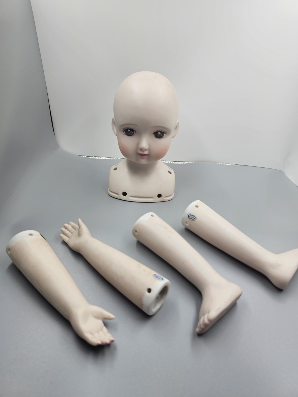 LeeWards Bisque Porcelain Girl Bust,arms And Legs