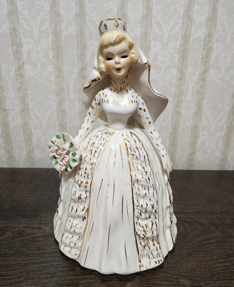 Vintage Consco Marilyn Exclusive Bride Pink Roses Gold Accents With Sticker 7″