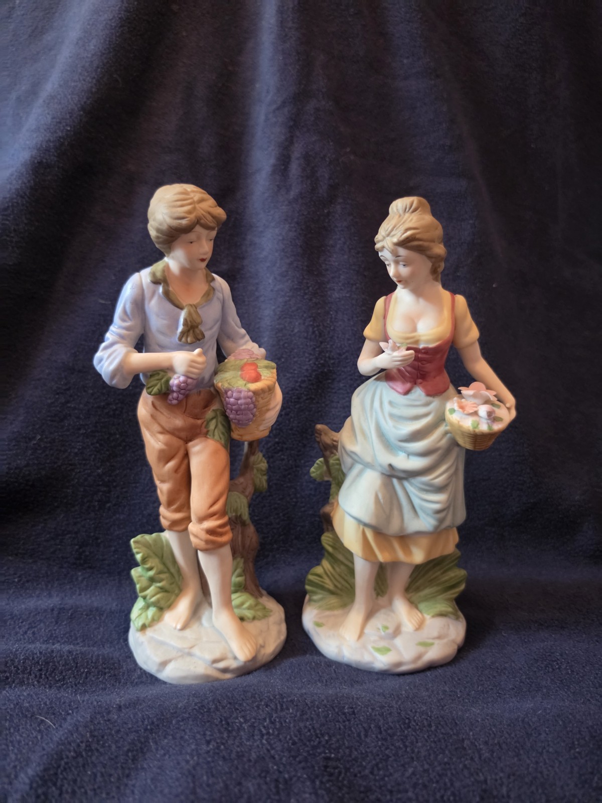 Vintage Bisque Porcelain Figurines – 9″ tall Boy and Girl