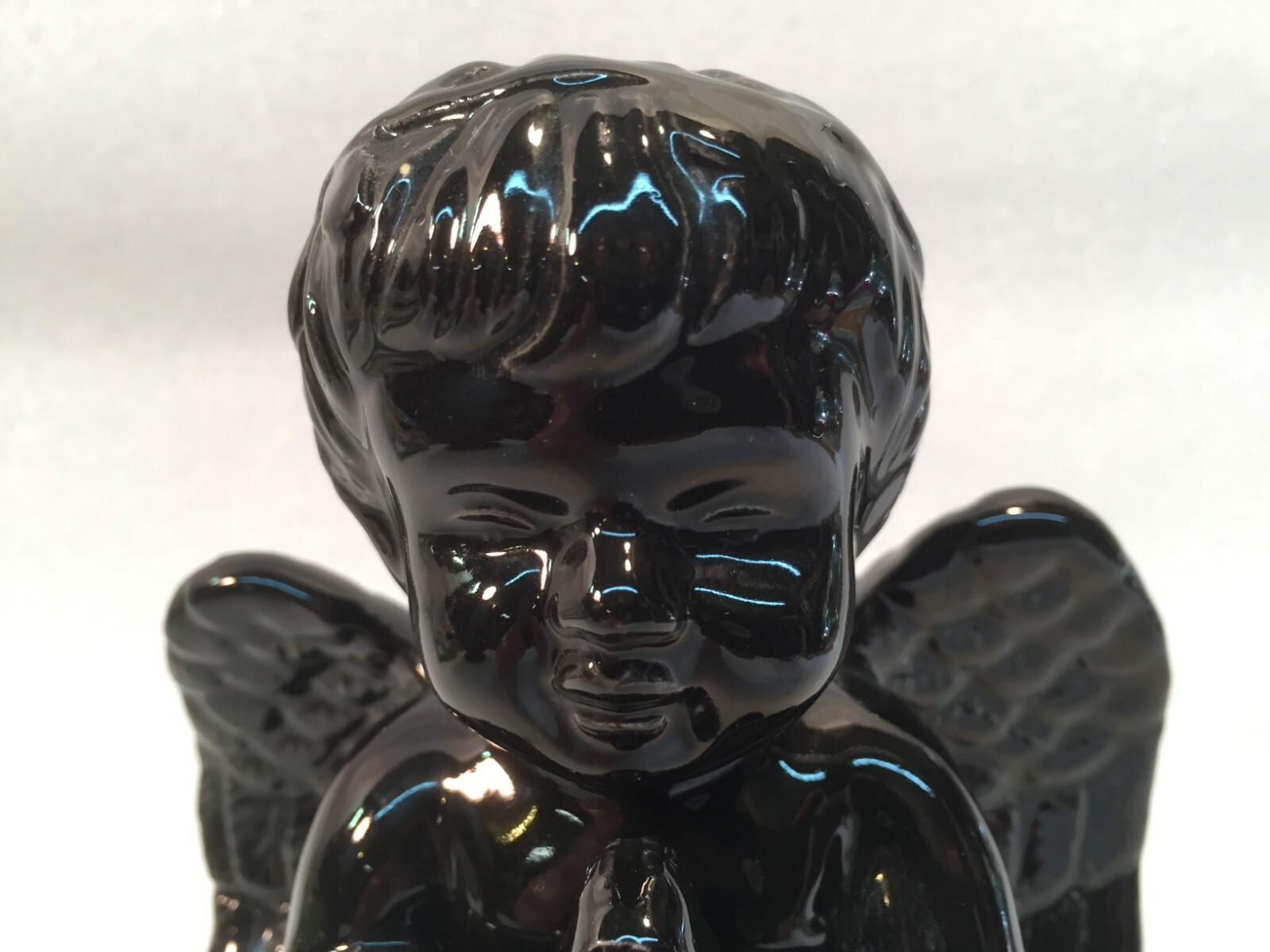 Praying Child Angel Figurine Black Shiny Finish