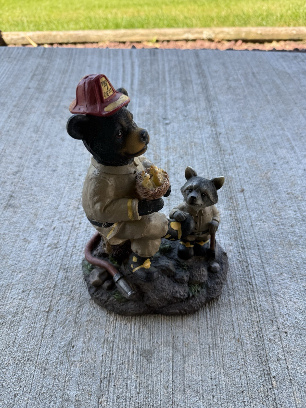 Firefighter Bear Sculpture Ceramic