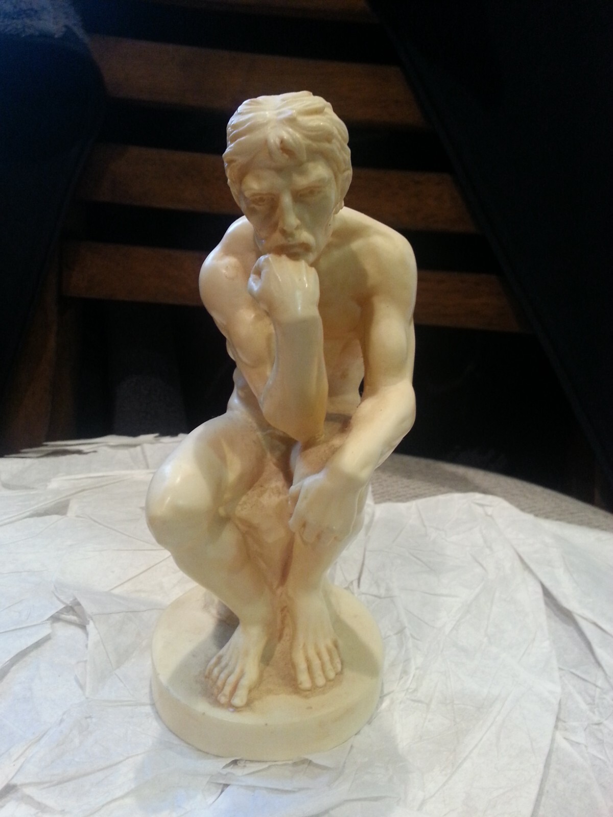 Vintage signed A. SANTINI Italian “Thinking Man” Resin Made Nude Classic Figure