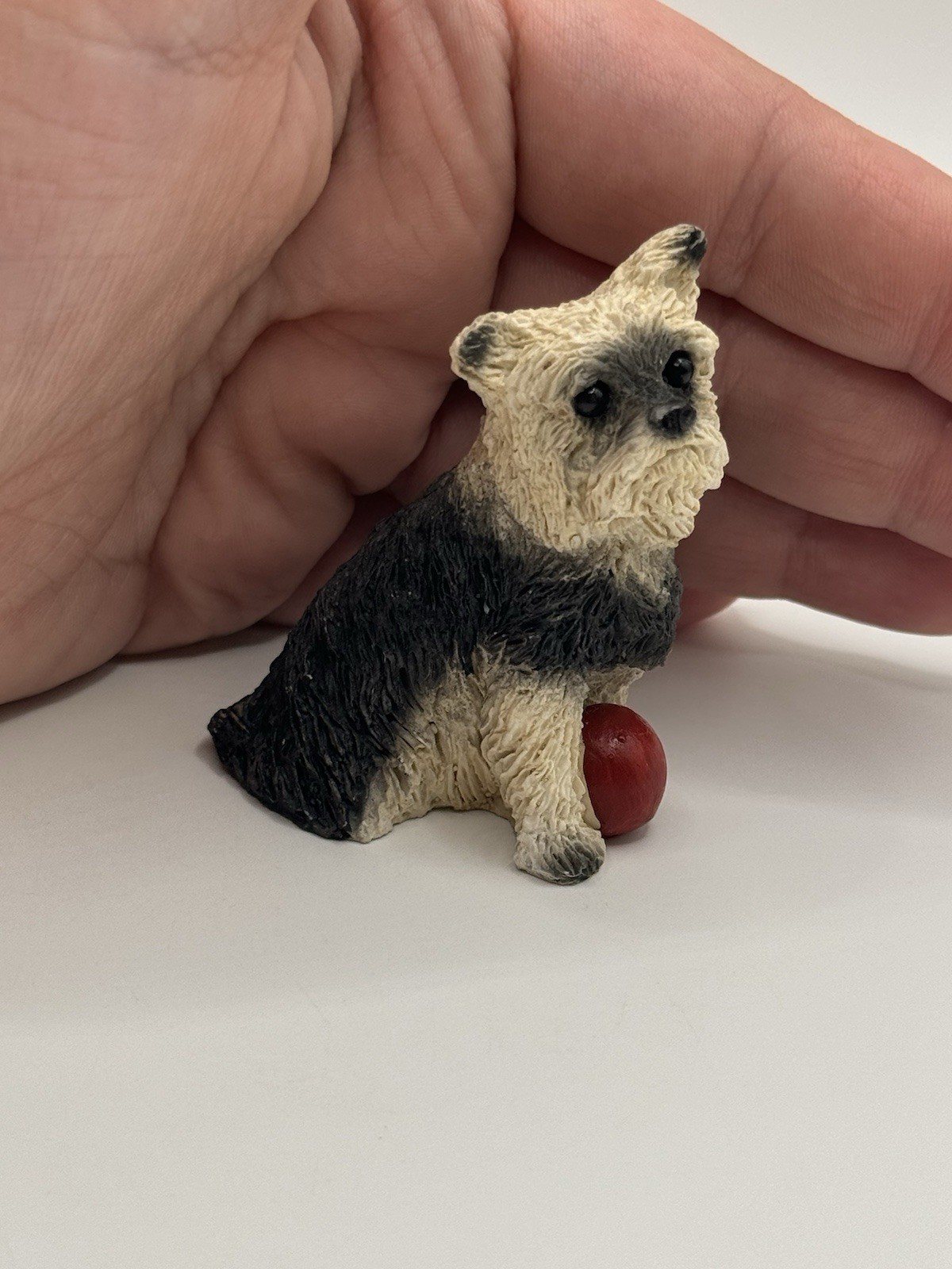 Vintage Stone Critters Mini Yorkie Puppy Dog Figurine Trinket Decor ***