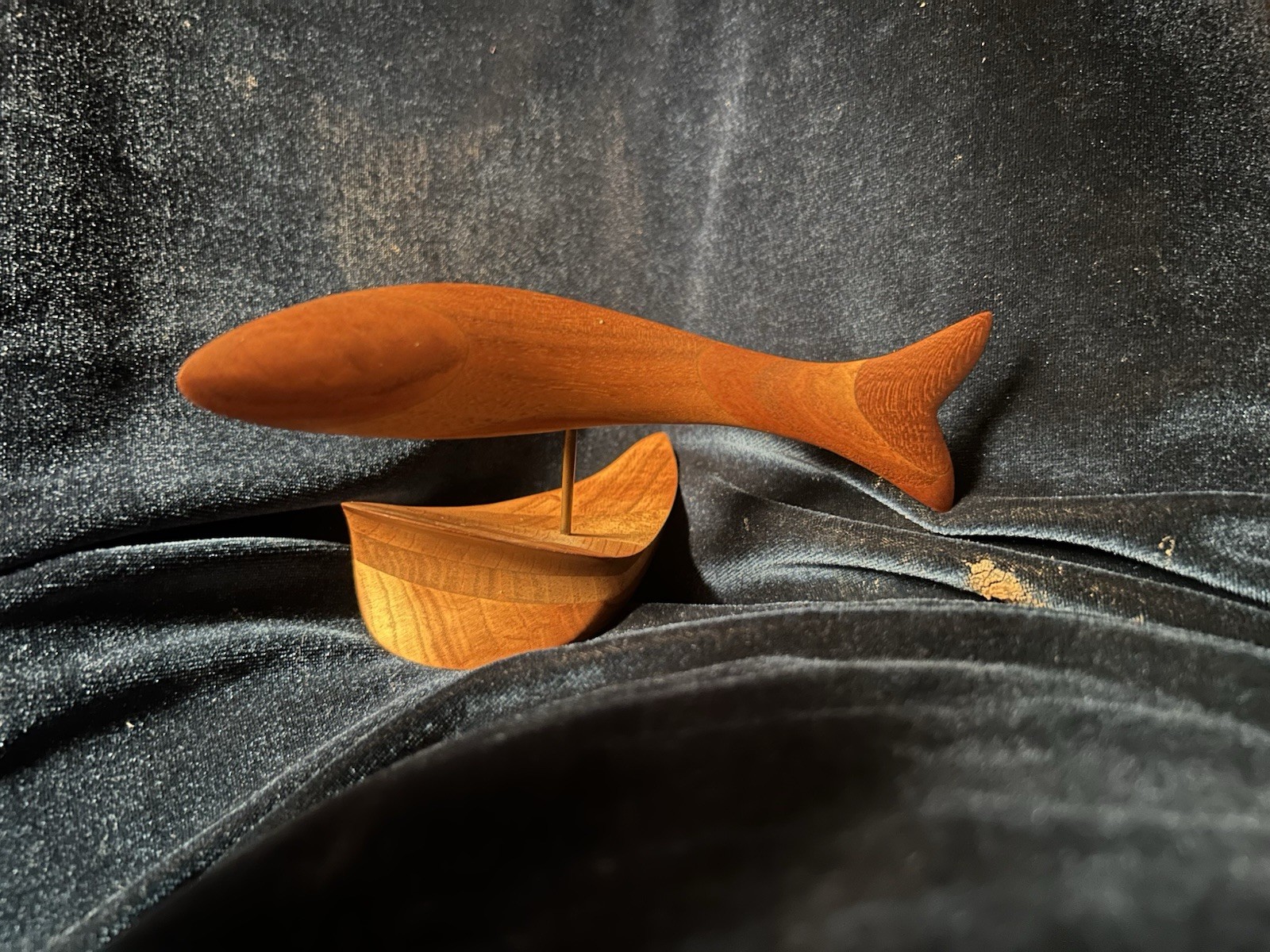 Vintage MCM Minimalist Carved Wood Bird Figure Emil Milan Style Graceful Flowing