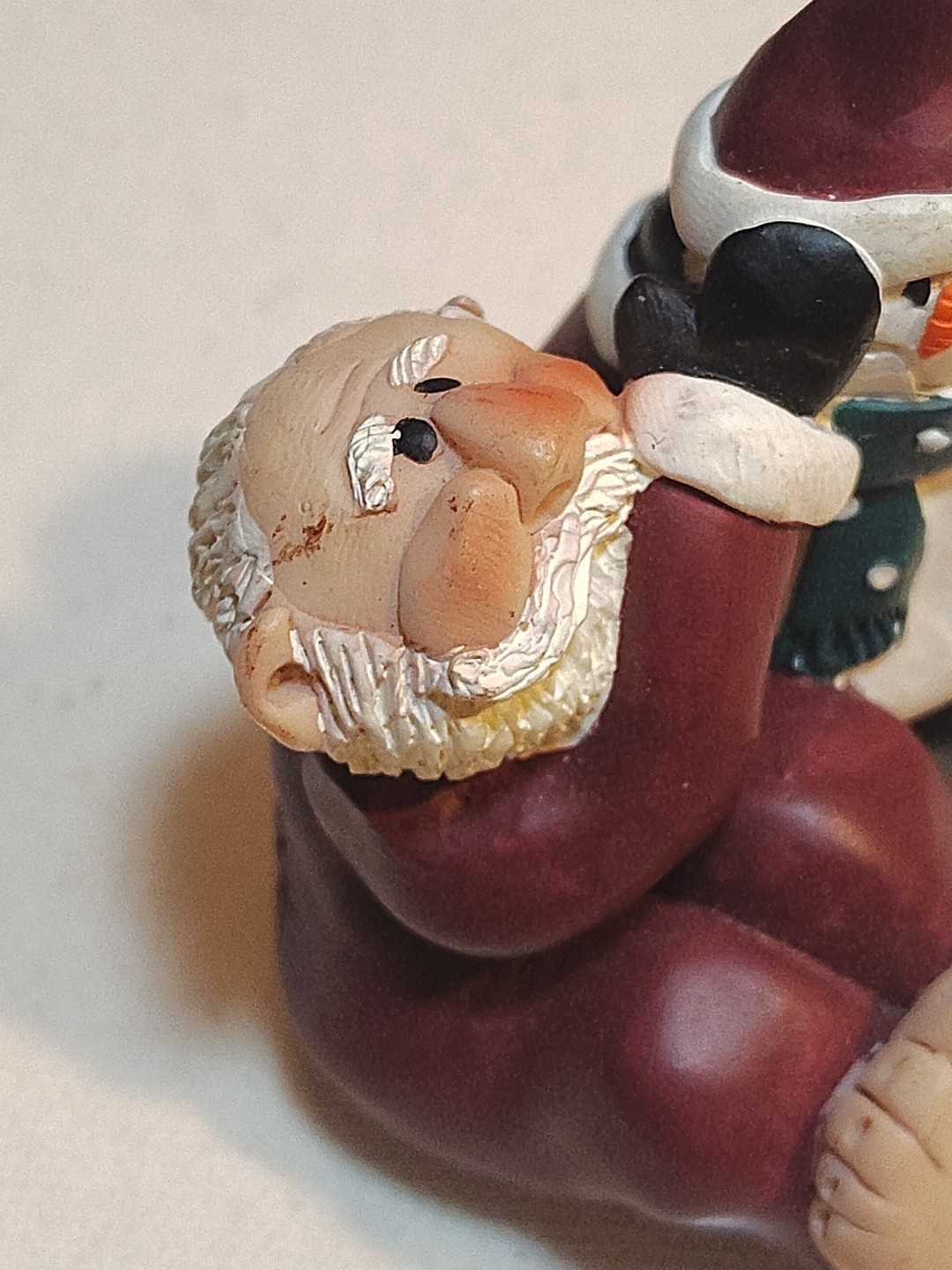 Jillian Hand Sculpted Resin Father Christmas Santa Claus & Snowman Figurine 2.25
