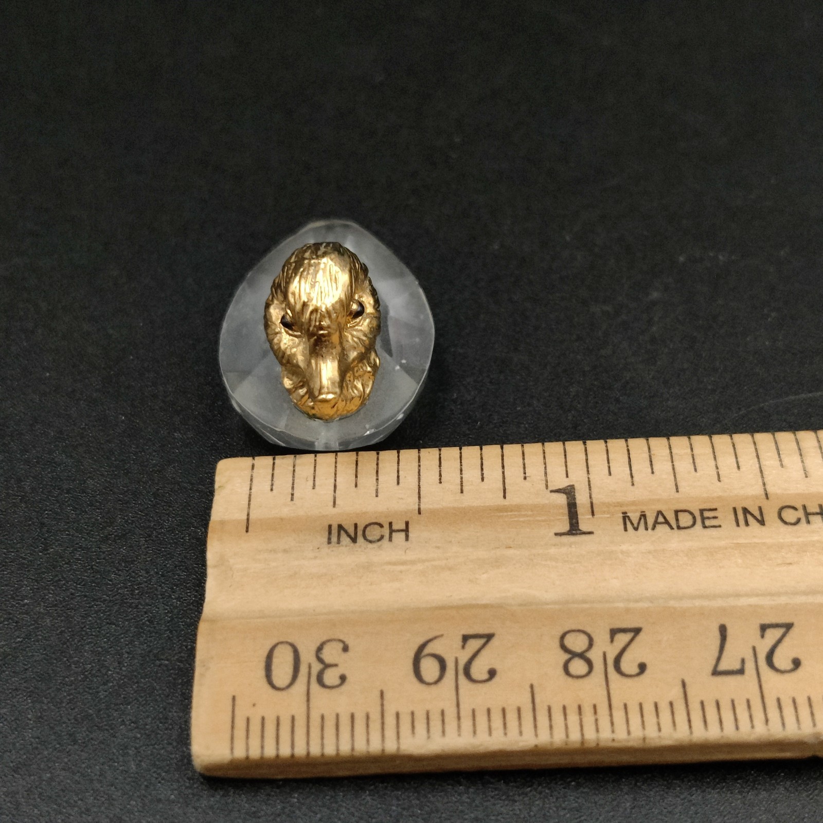 Crystal Duck With Gold Tone Metal Minitaure Figurine Tiny Trinket