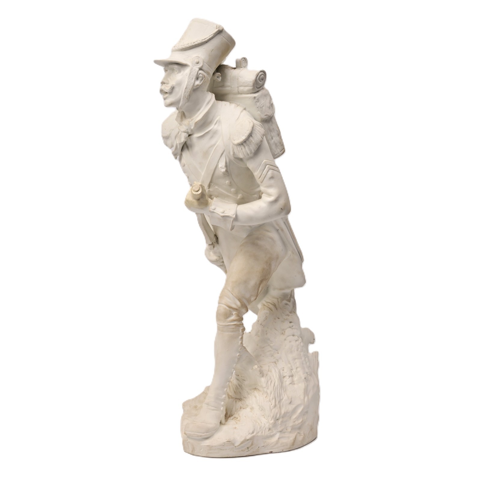 GEORGES FLAMAND Antique Original Vintage Signed Ceramic Bisque Sculpture Statue