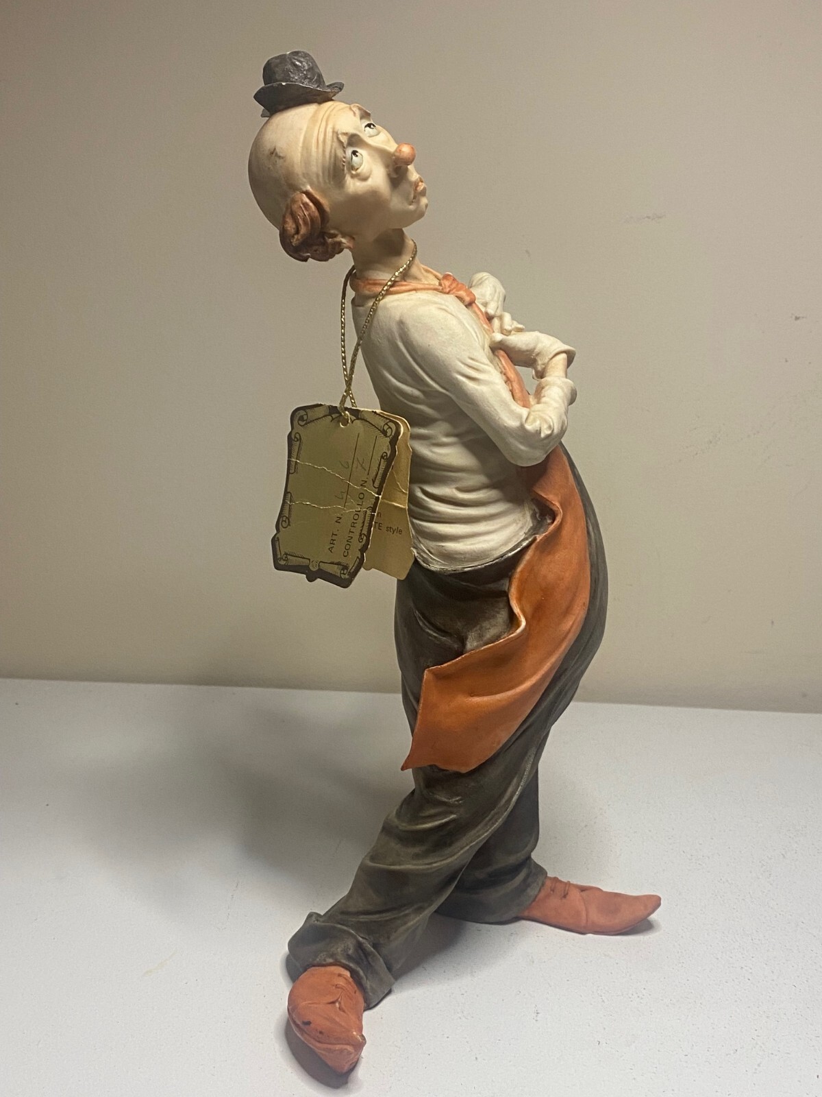Capodimonte Sad Singing Clown 11.25 in. Tall Statuette with Manufacturer Tag EUC