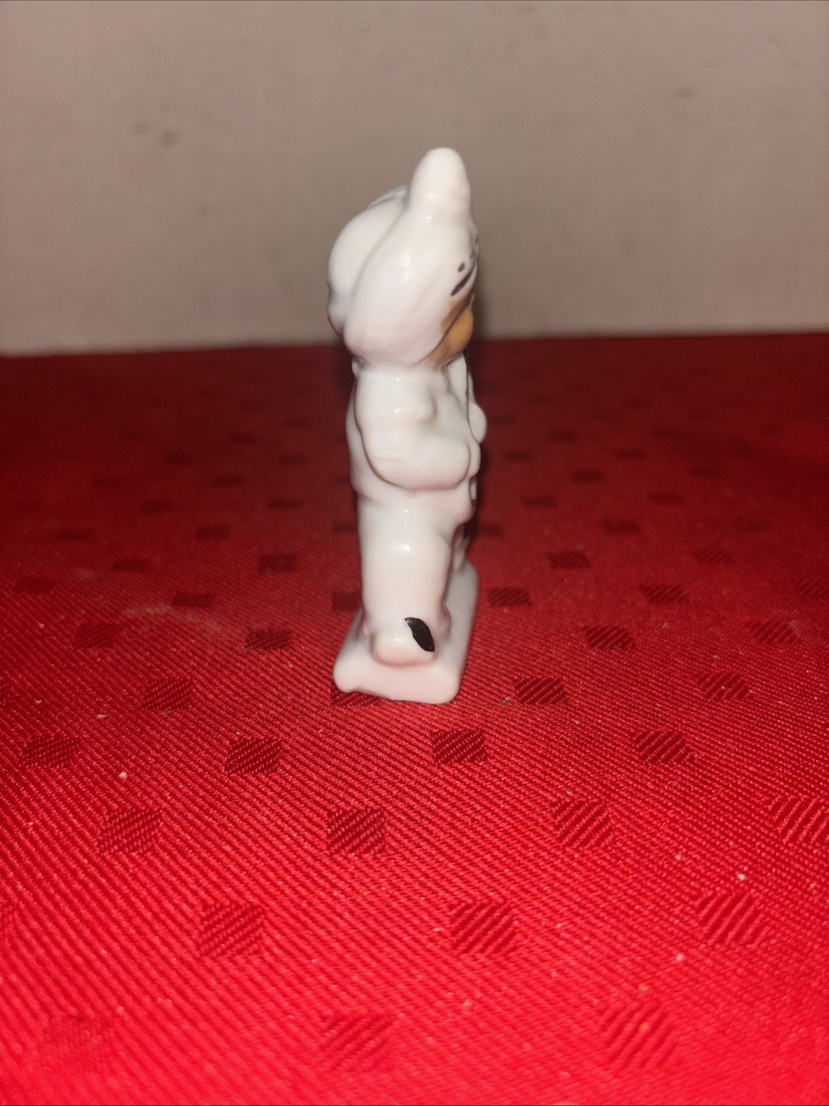 Vintage Japan Ceramic Figurines Boy Playing Instruments White w/ Gold Accents