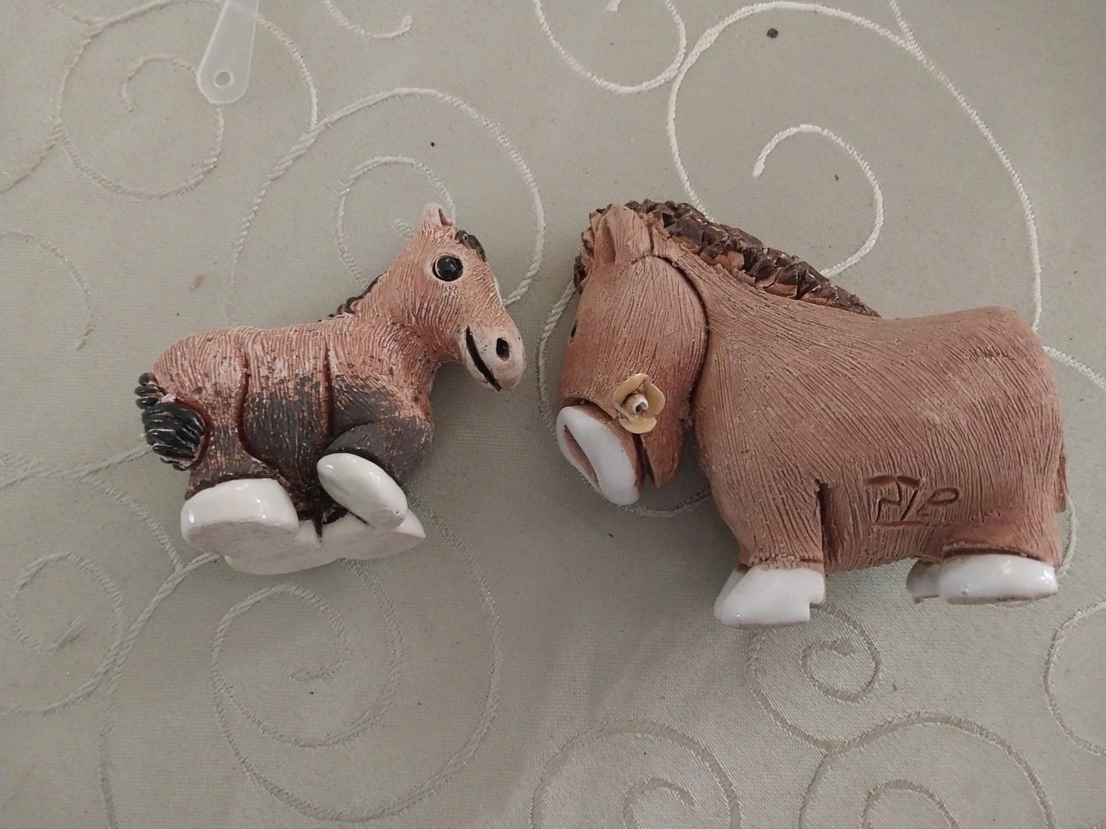 Two Adorble Horse Figurines Hand Painted