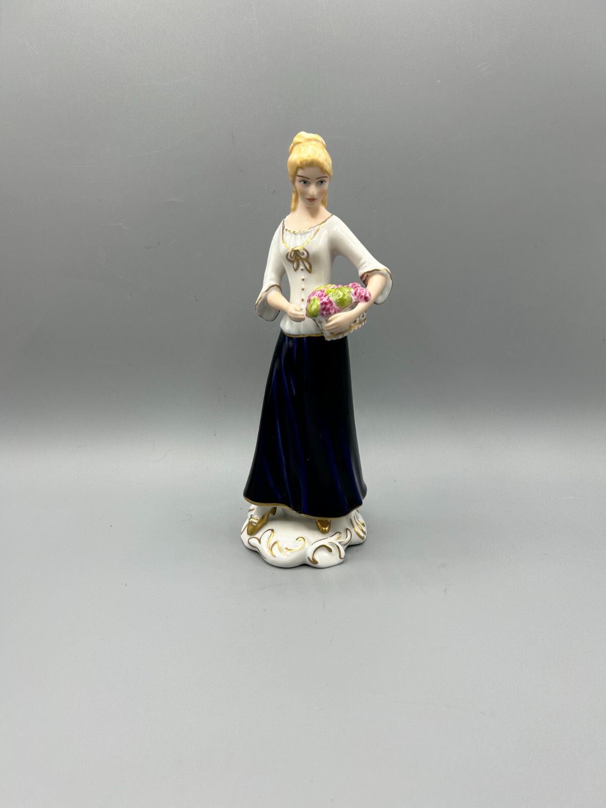 Royal Dux Porcelain Girl with Flower Basket Czech Republic