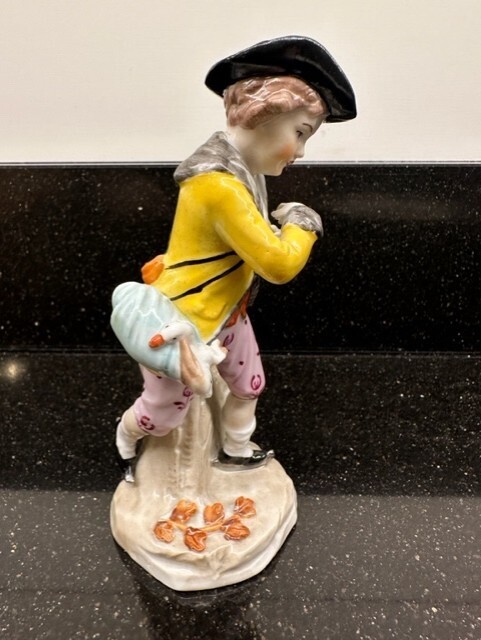 Vtg 1900s Sitzendorf German Porcelain Sheep Maiden Boy w/ Rabbit Duck Figure