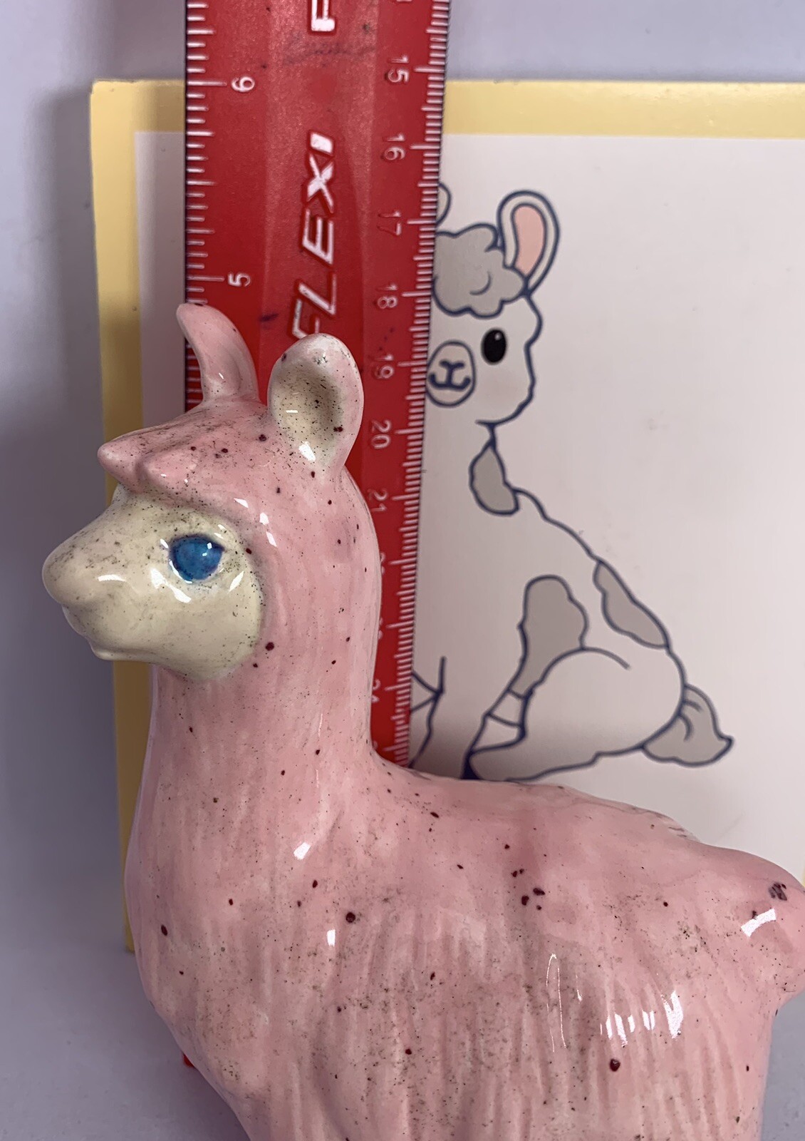 Llama Ceramic Figurine Pink 5 Inches Tall & Llama Plaque 6×6