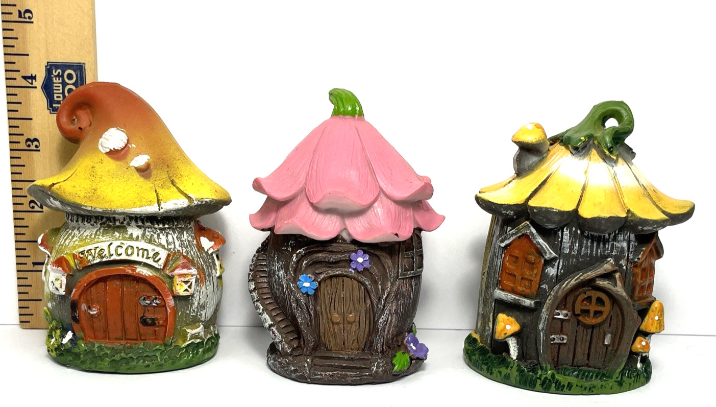 7 pcs Fairy Garden Forest Gnome Pixie Elf Mushroom Flora Village Sculptures