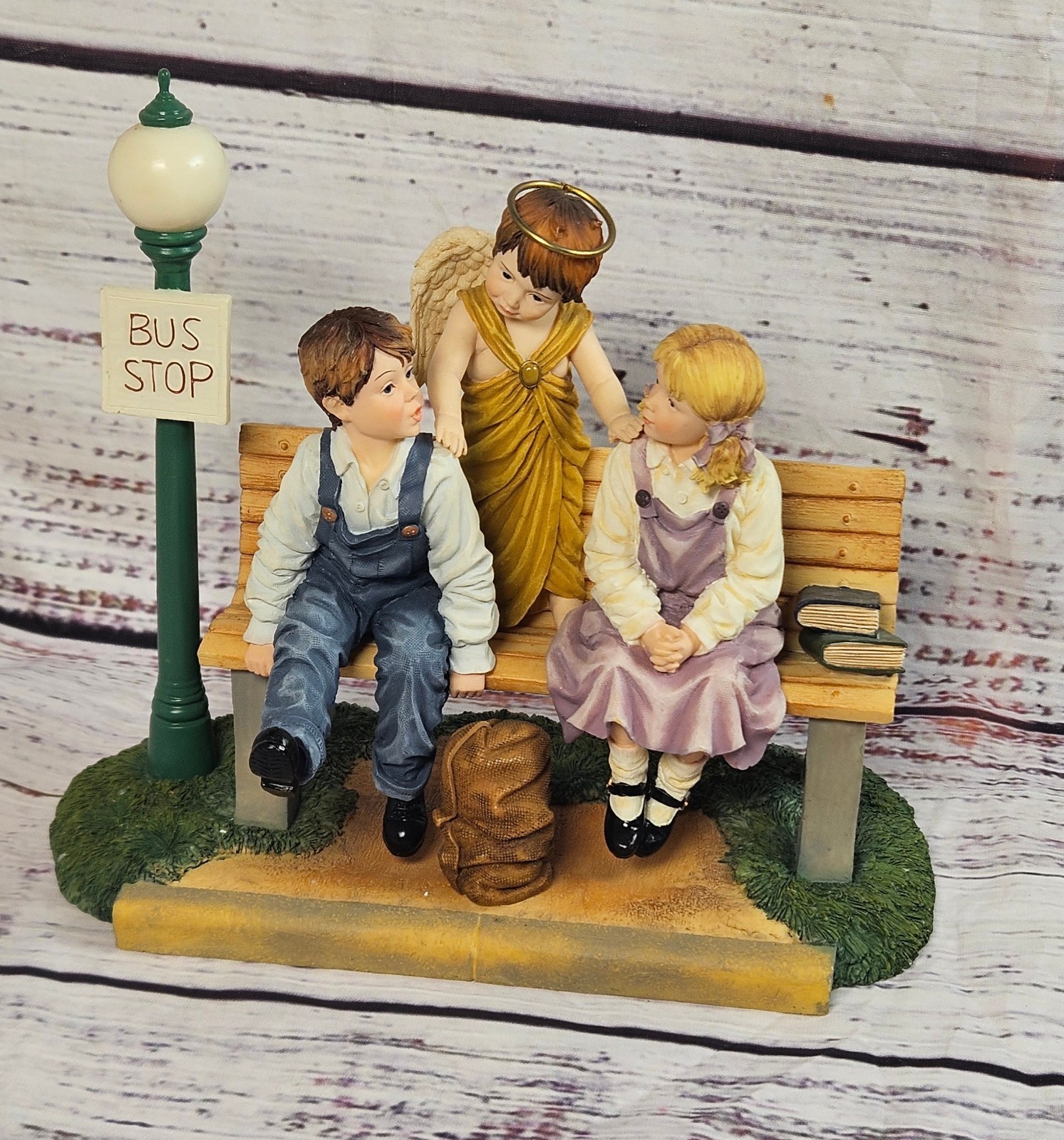 Demdaco 2001 Prayers & Promises Angel Figurine Bus Stop Bench