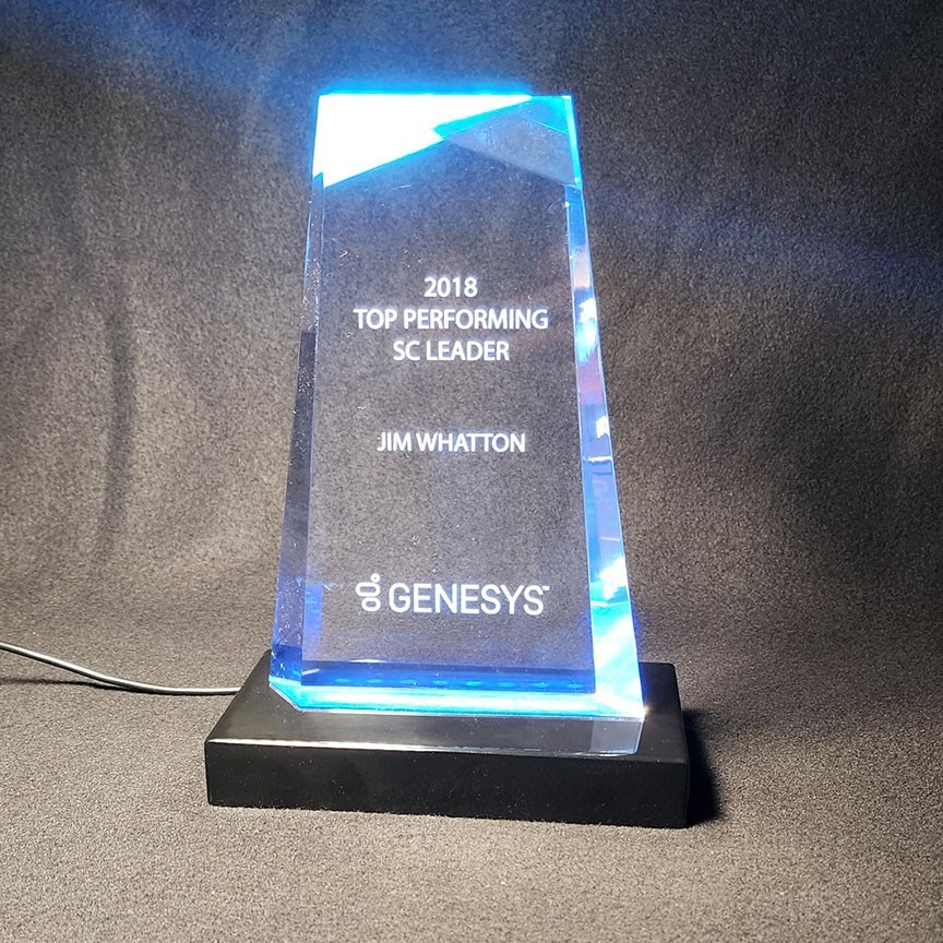 Gloss Black LED Lighted Display Base for Crystal Glass Acrylic Awards – USB/AC