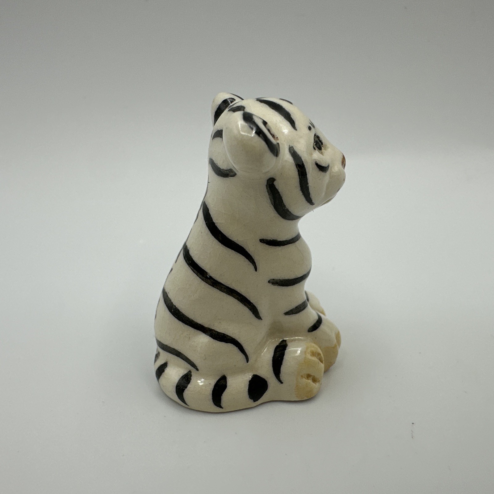 Miranda C Smith Miniature Tiger Ceramic Figurine Signed MC. Smith
