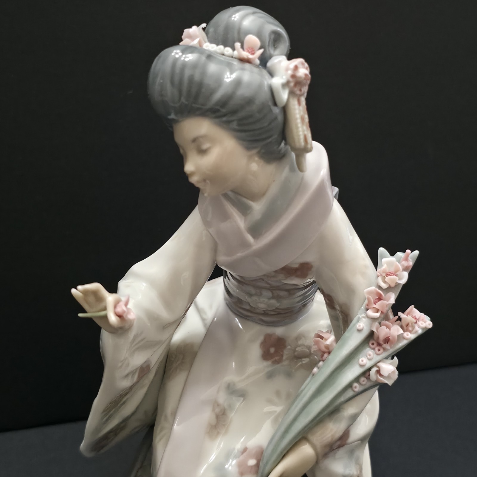 LLADRO Geisha 1450 Kiyoko, Oriental Girl Glossy Retired Geisha 7 Inch Vtg
