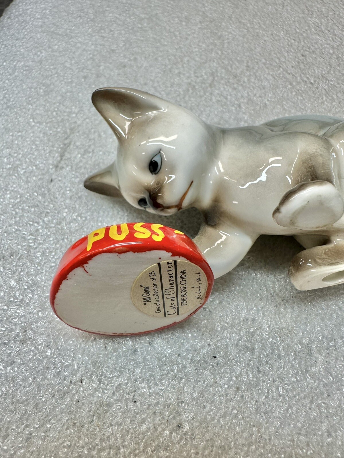 Danbury Mint Cats of Character “ALL GONE ” Porcelain Cat Figurine