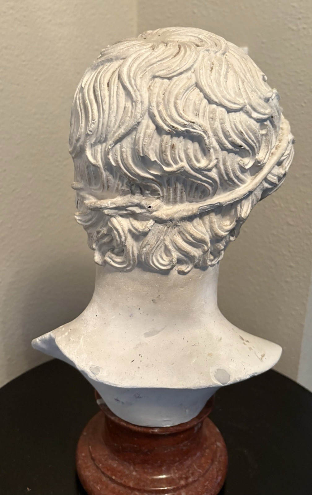 19thC. Plaster Bust of David on a Rouge Color Marble Stand