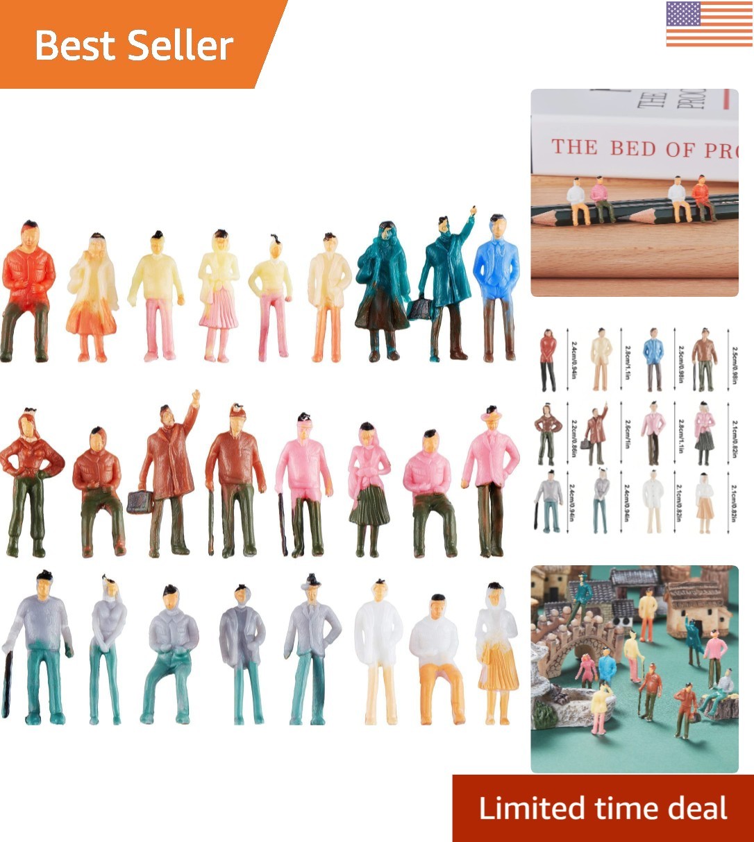 Durable 100 Pcs Miniature Plastic People Figurines for All Your Model Projects