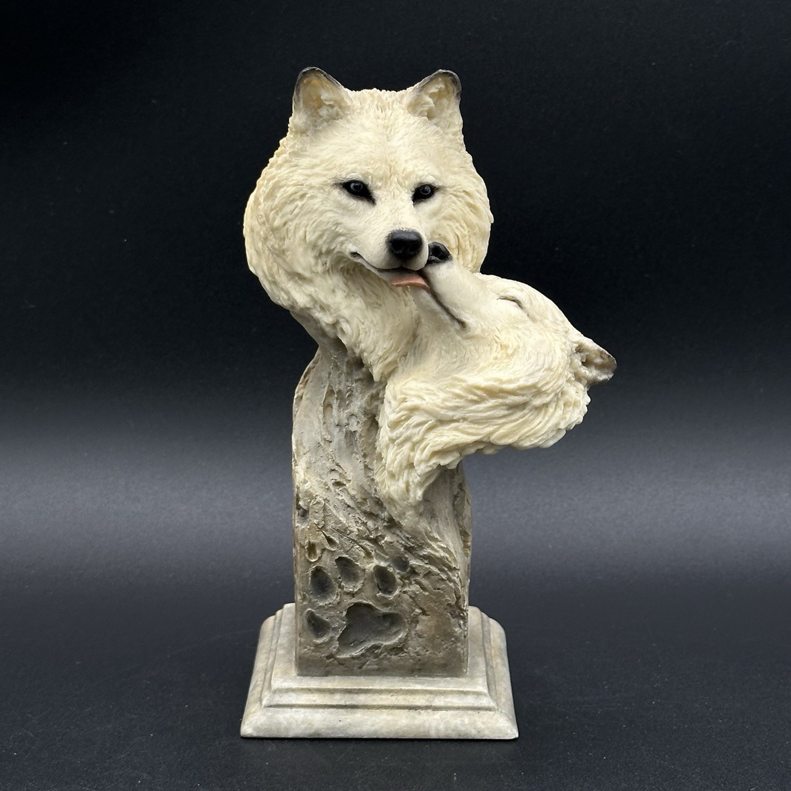 WOLF HEAD FIGURINE Devotion MCSI 2006 SIGNED 6 3/4 Inch Signed Joe Slockbower