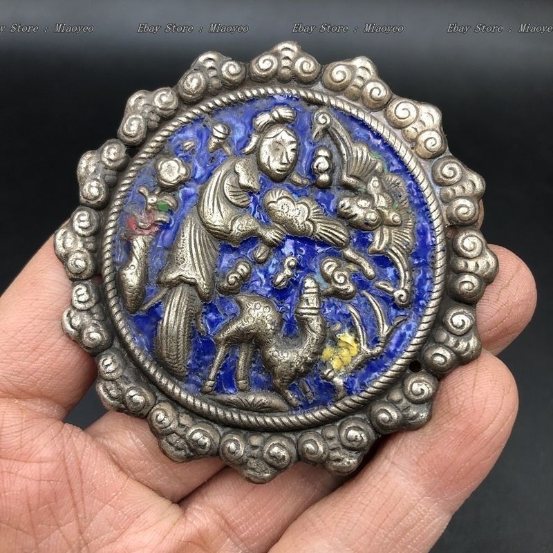 : Antique Cloisonné Coin 2.36″ – Taoist Charm Money Collection