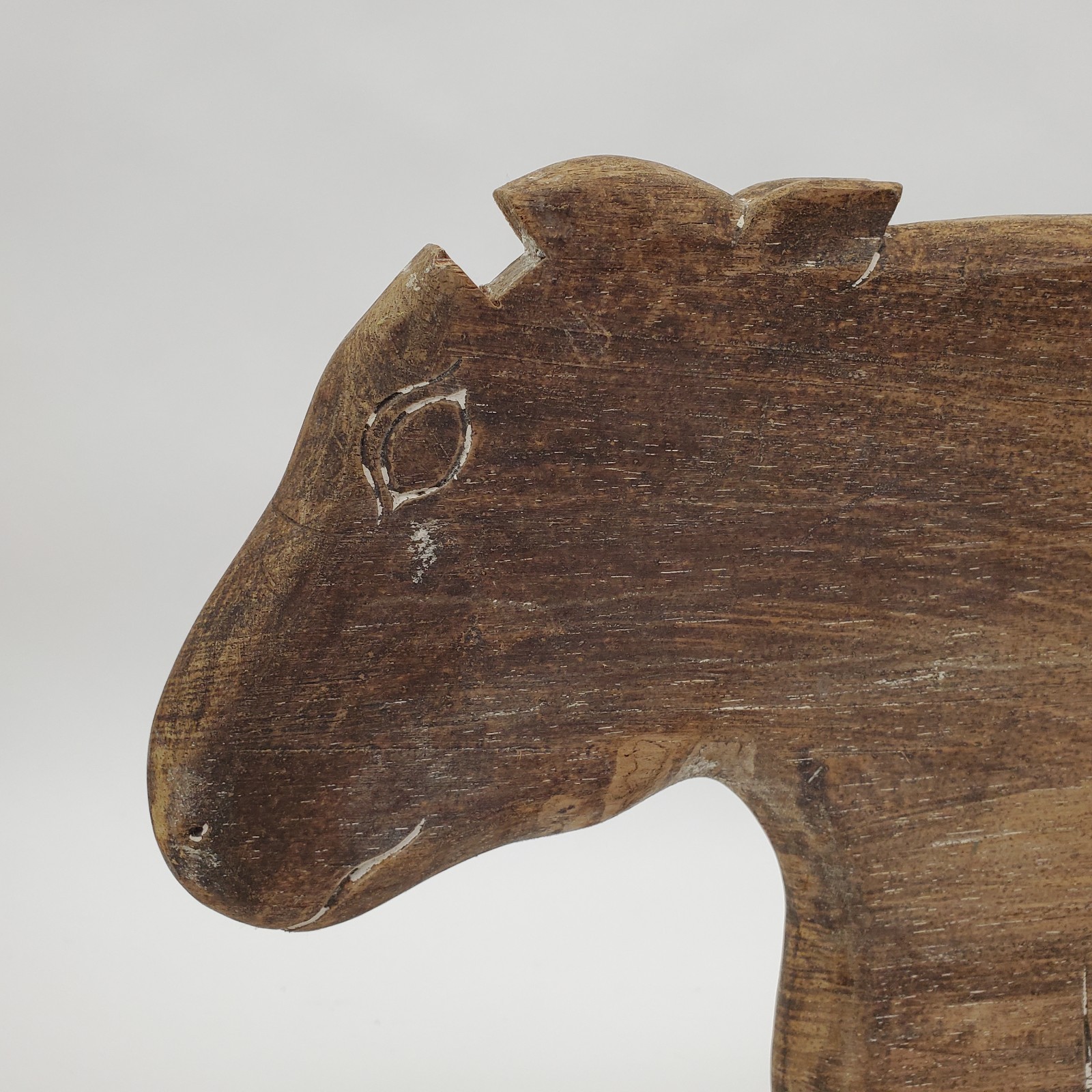 Rustic Folk Art Wooden Cow Sculpture Carved Farm Decor Primitive Statue 24in