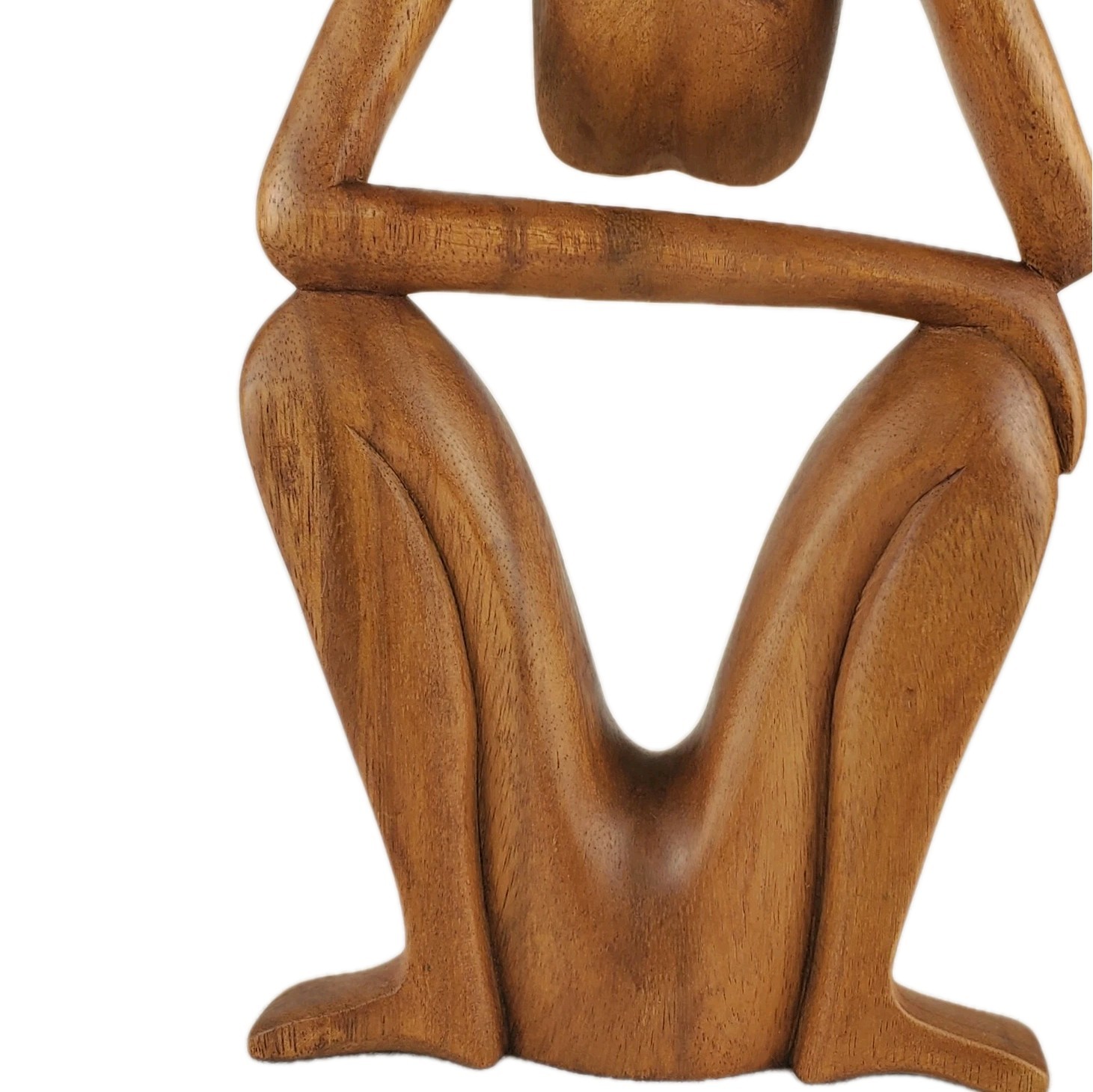 Balinese Suar Wood Thinking Man Sculpture Hand Carved Indonesia Signed WIR