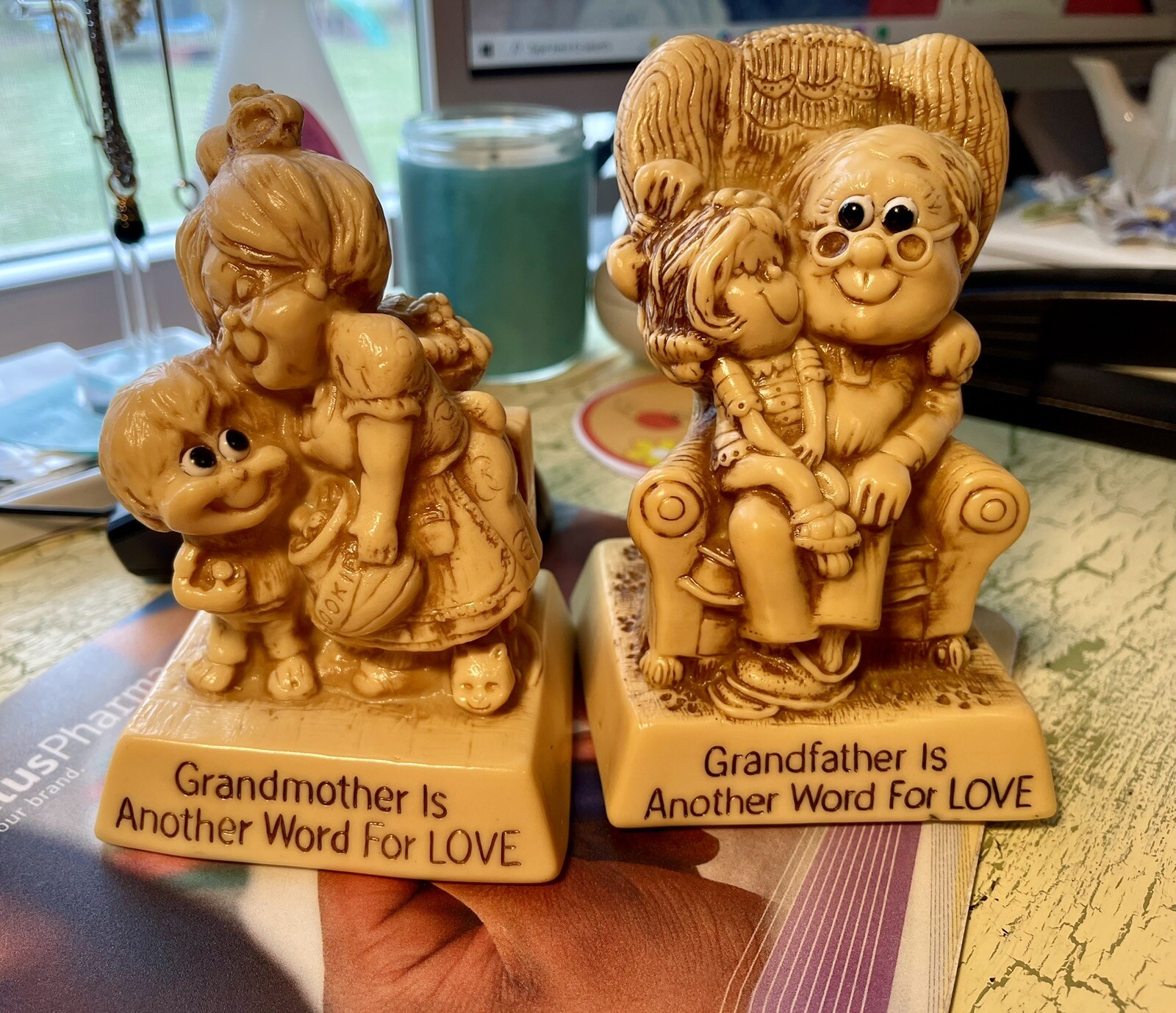 2 Vintage Russ Berrie 1979 Grandfather And Grandmother is Another Word for LOVE