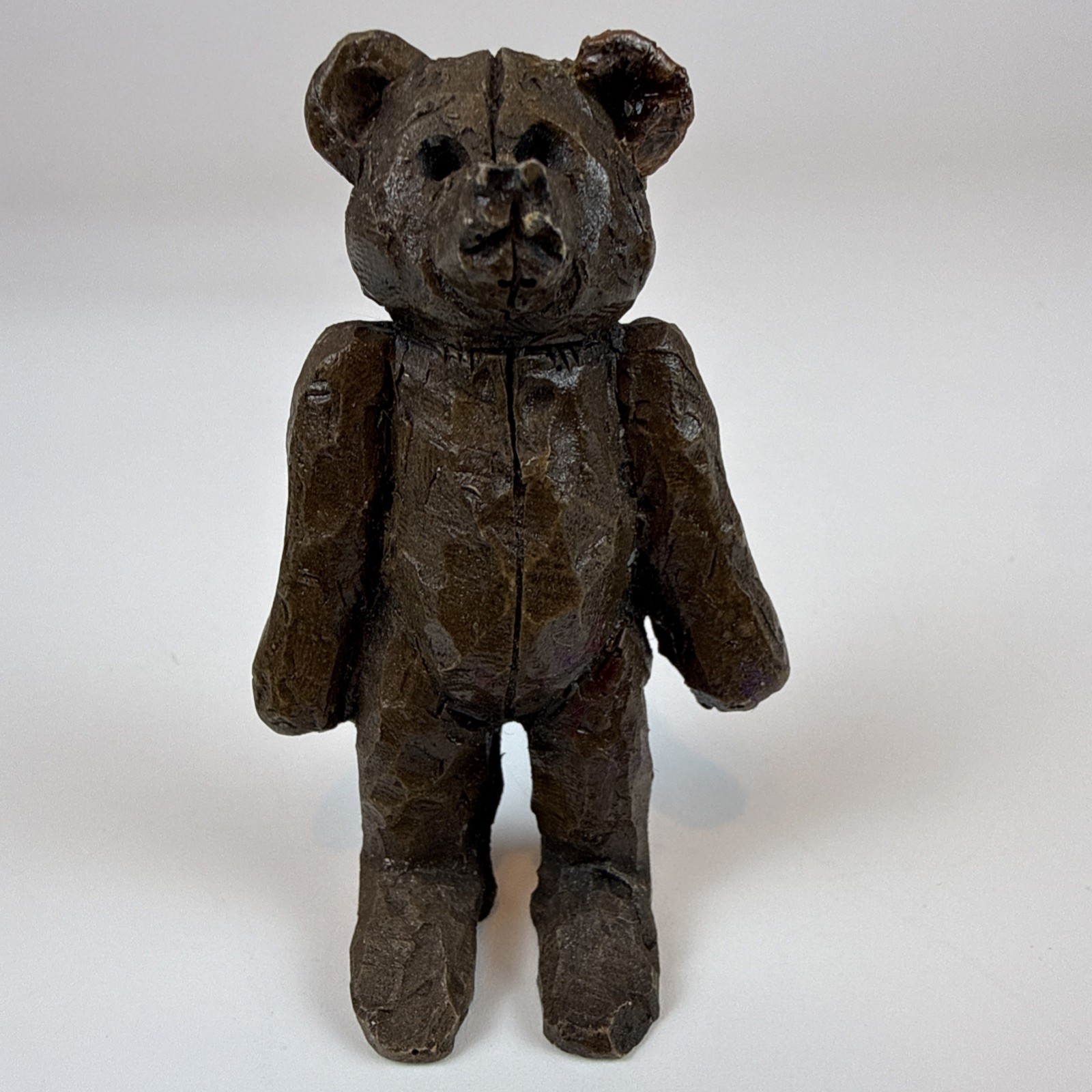 Vintage Hubley Style Faux Bronze Resin Teddy Bear Figurine Cast Iron Look Decor