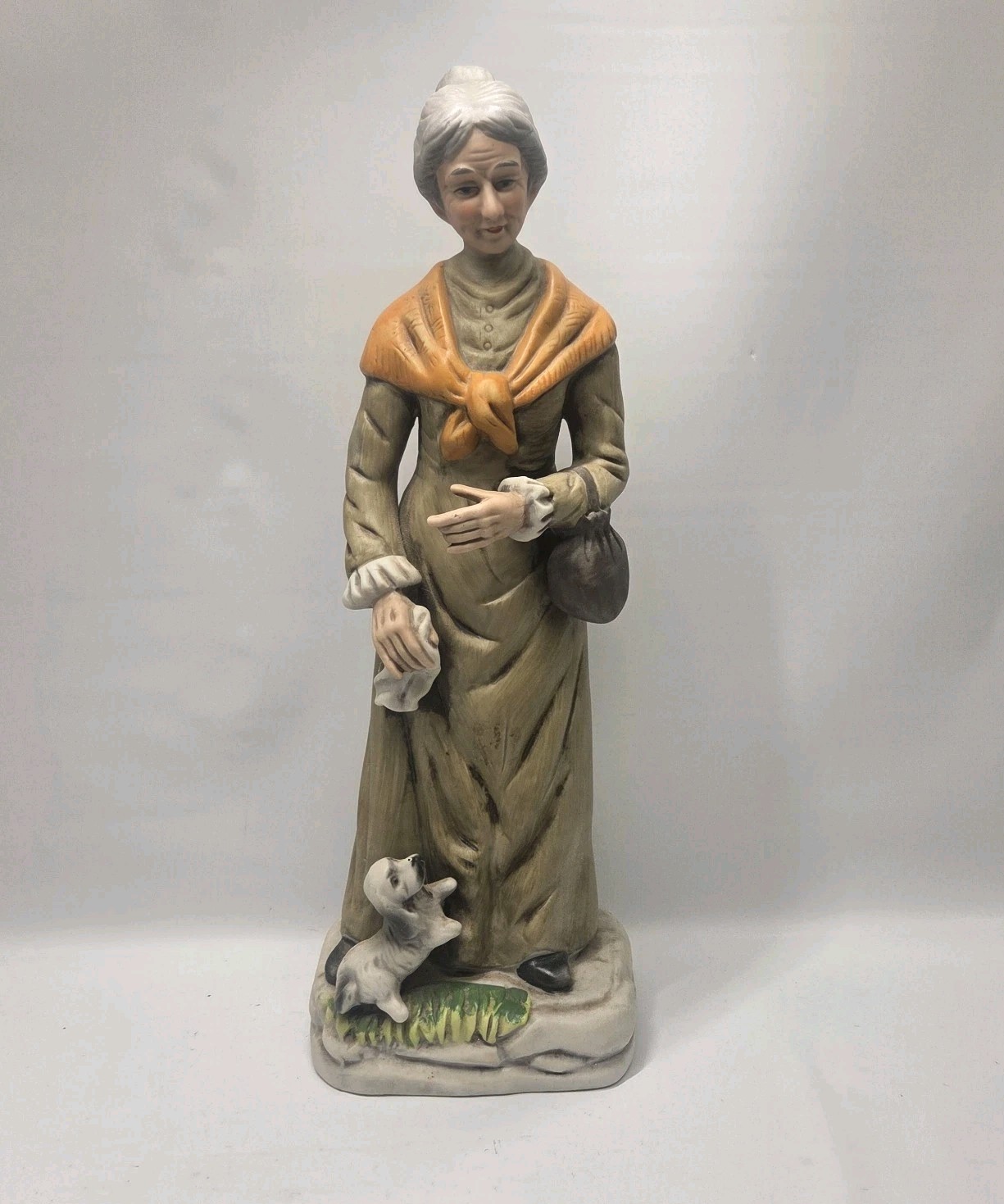 Vintage Grandmother Statue with Puppy 13″