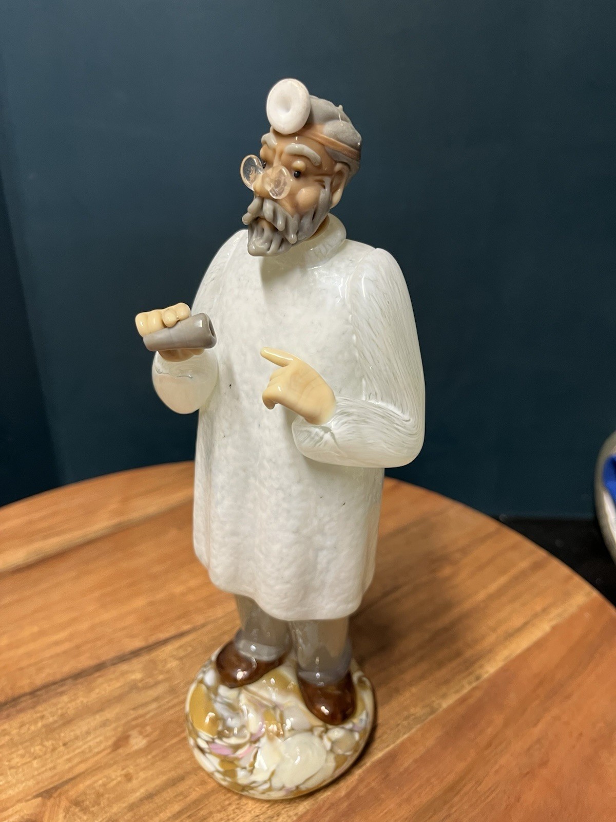 1950s Belfor Handblown Czech Bohemian Glass Doctor Figure Sculpture 8.5”