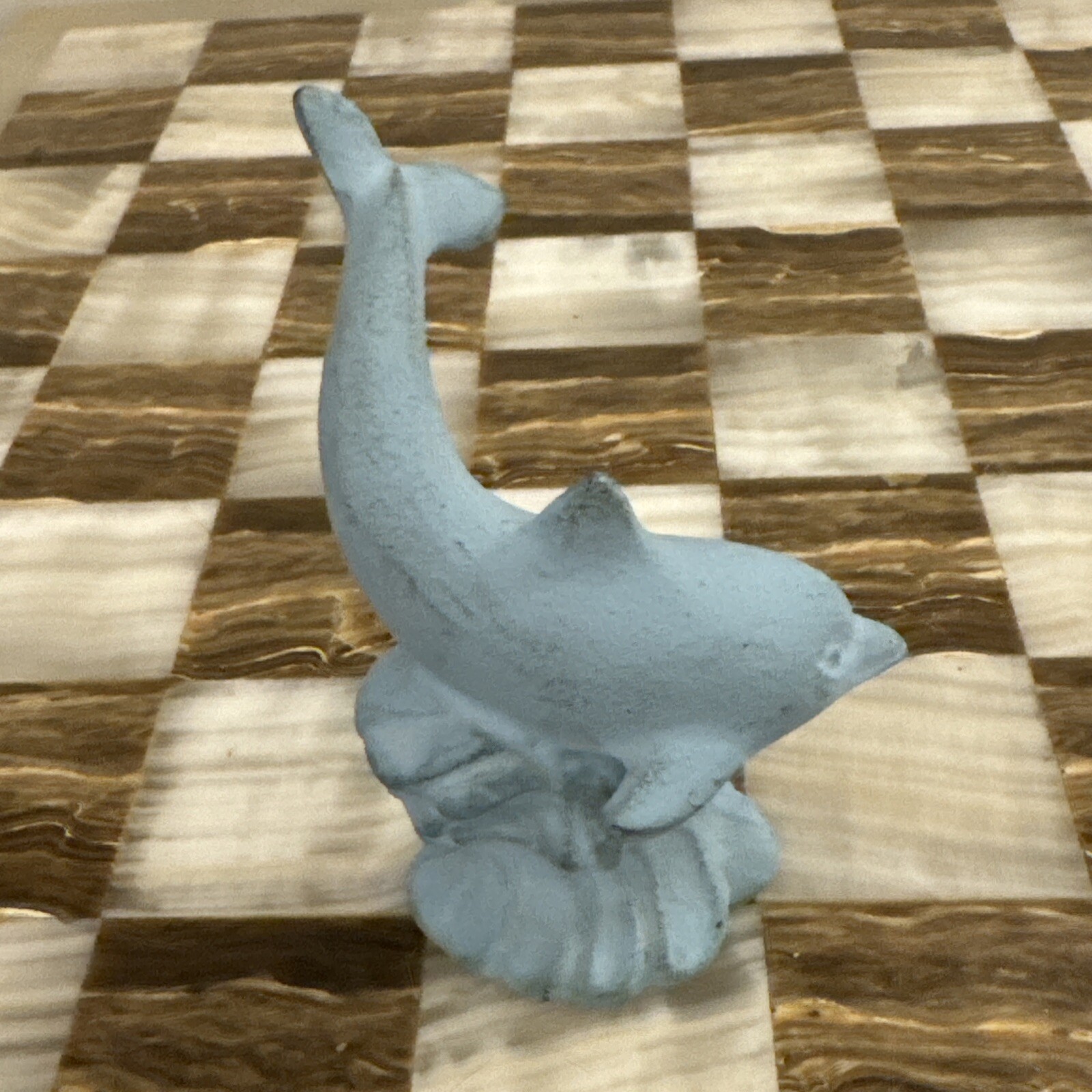 Vintage Lenox Dolphin Figurine Statue Sculpture Cast Iron Blue Waves Sea Ocean