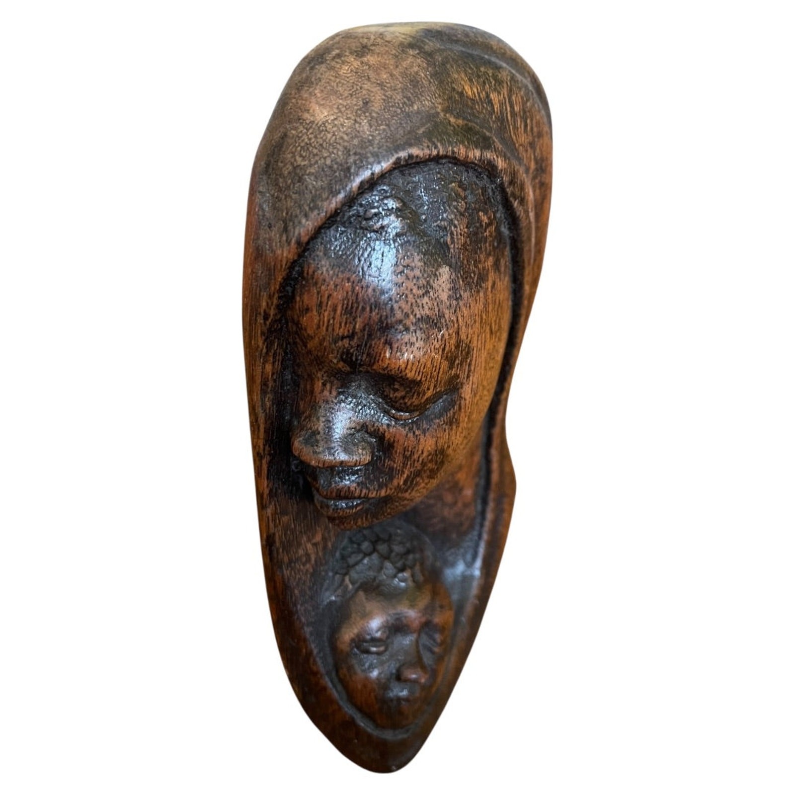 Wooden Carved Madonna and Child NZAU 7″ x 4″ x 2″