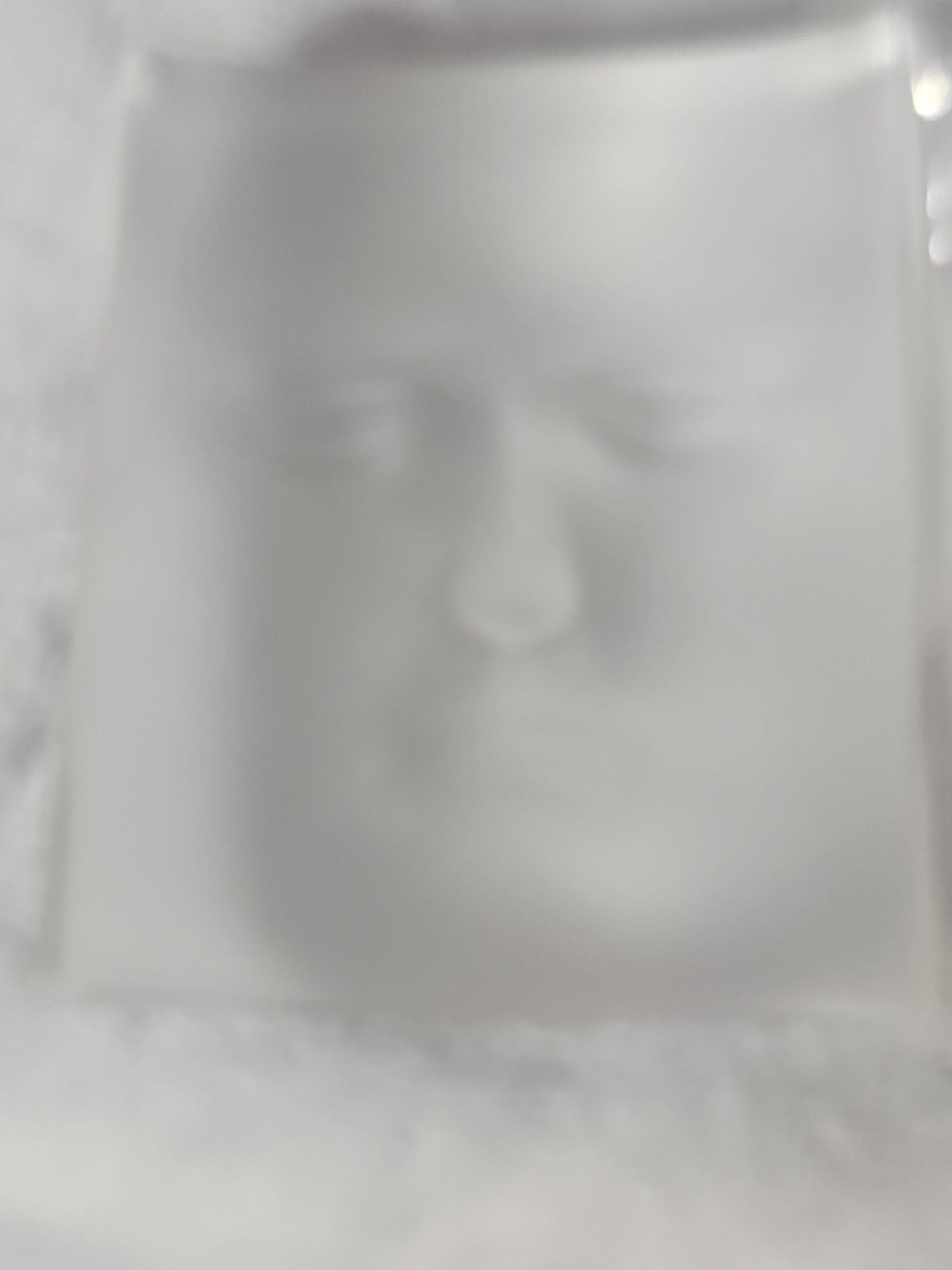 Daum Crystal Frosted Glass Face Sculpture by ROY ADZAK David Art Paperweight 3″