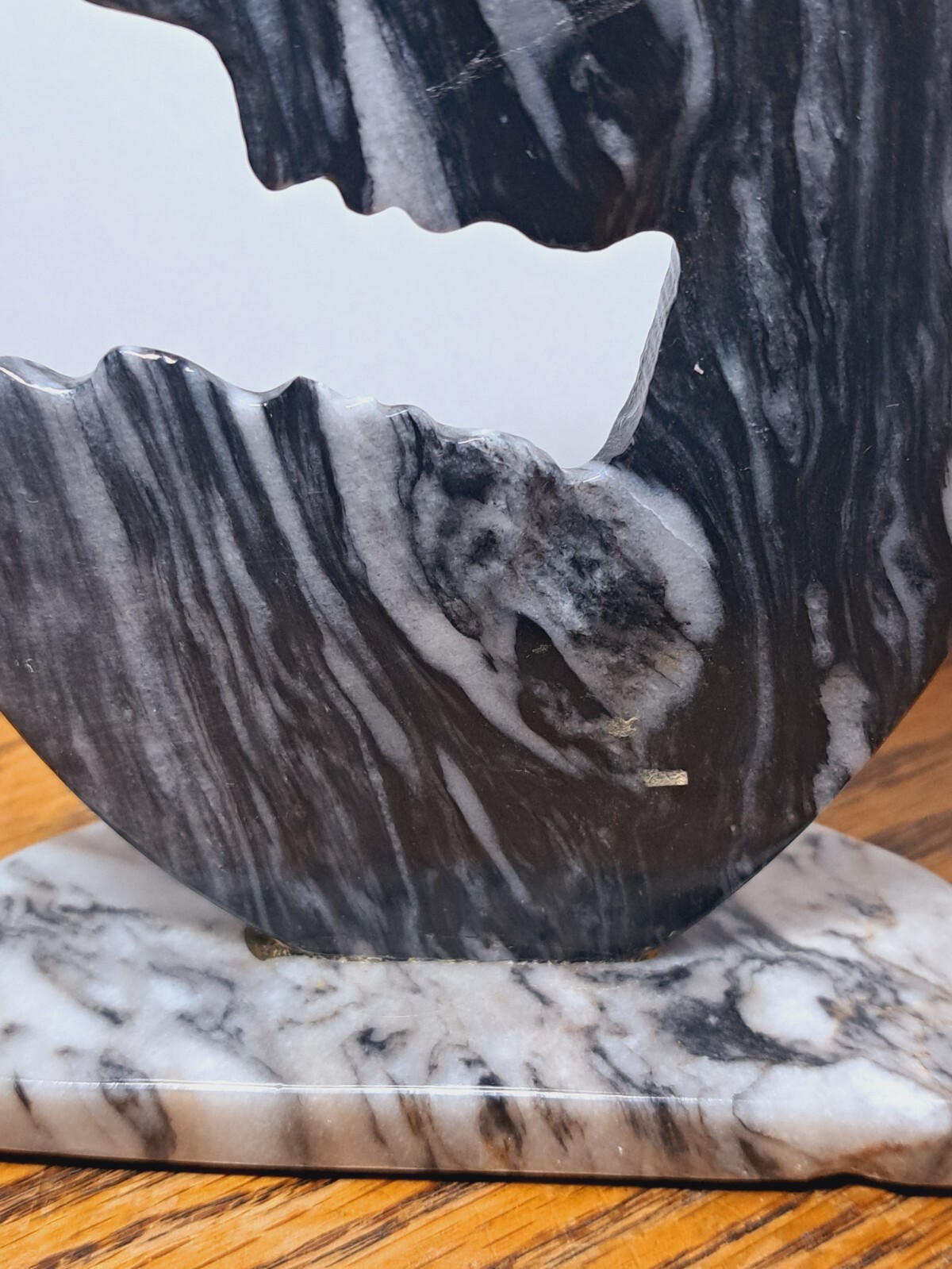 Black & Gray Marble Sculpture Of Mother & Child 6.5” High