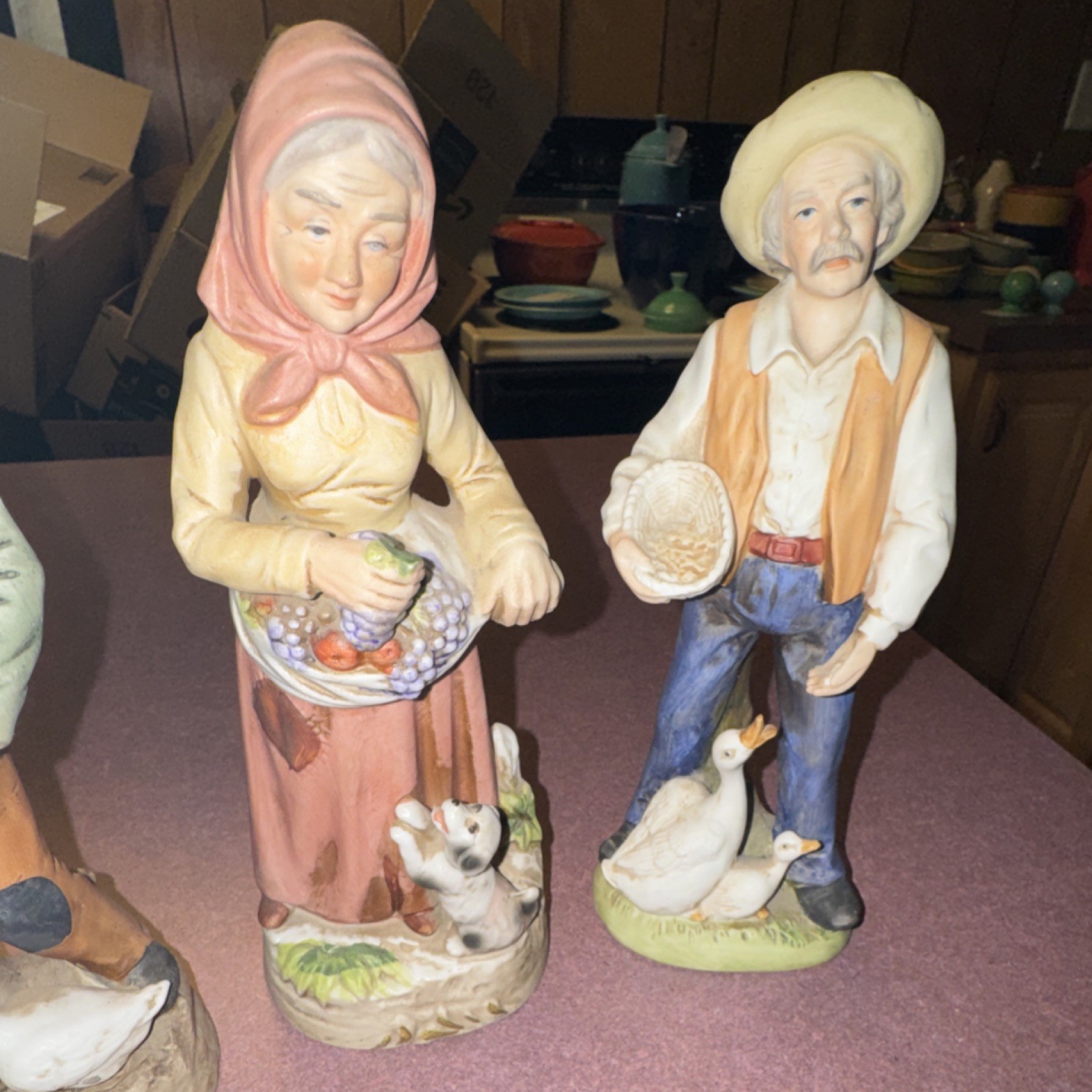 Homco Porcelain Country Life Figurine Set of 4 People & Animals, 9in