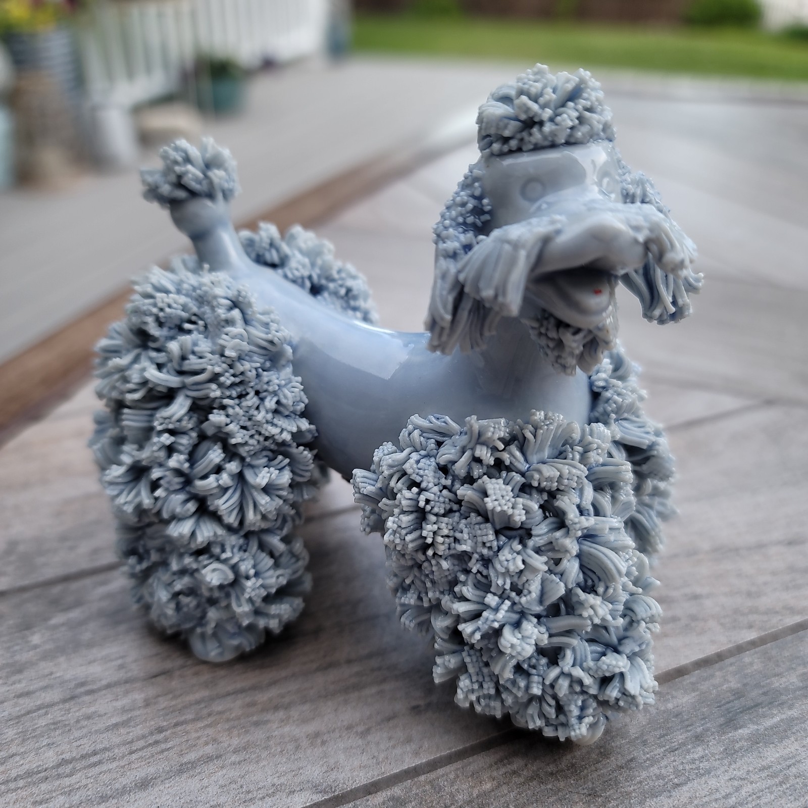 Vintage 50s Royal Porcelain Spaghetti Blue Poodle Figurine Dog No Collar Japan