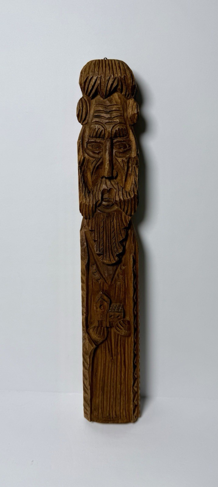 Hand Carved Old Man With Beard Wood Spirit Folk Art 17” Signed Taormina 1966