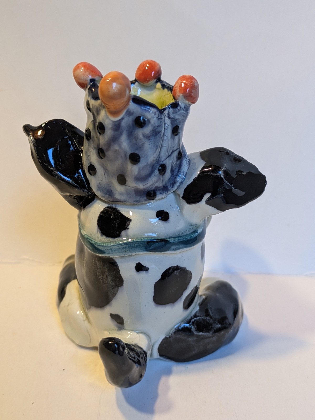 Black & White WhimsiClay Dog Original Candle Holder “Nekko” 1999 by Amy Lacombe