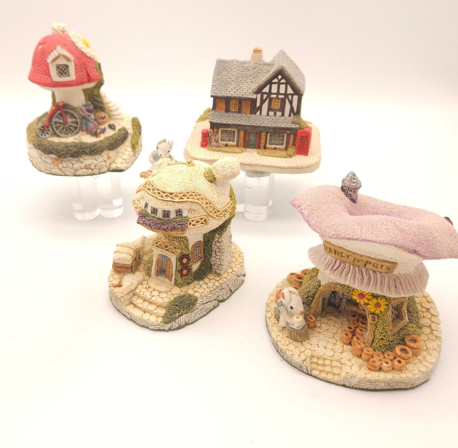Vintage 1989 Tinto Valley Toadstools Fraser Creations Fairy Garden LOT of 4