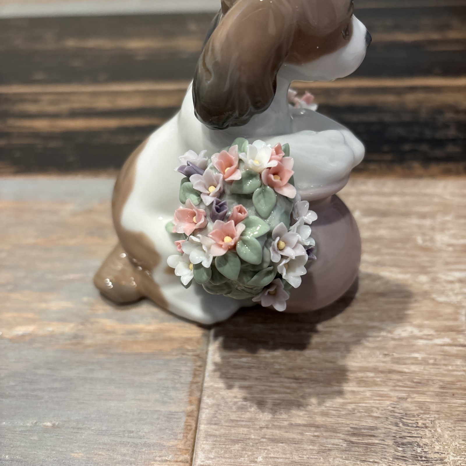 LLADRO #6574 Take Me Home-Puppy Dog with Flowers Glossy Figurine Collectible