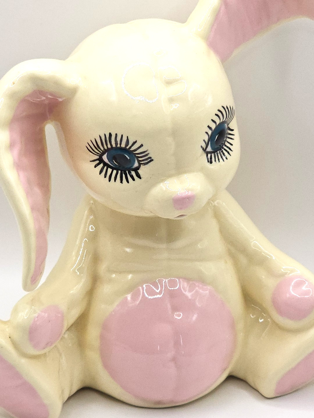 Bunny Rabbit Figurine Hand Painted 7″ Vtg 1986 Kimple Mold Quilted Ceramic