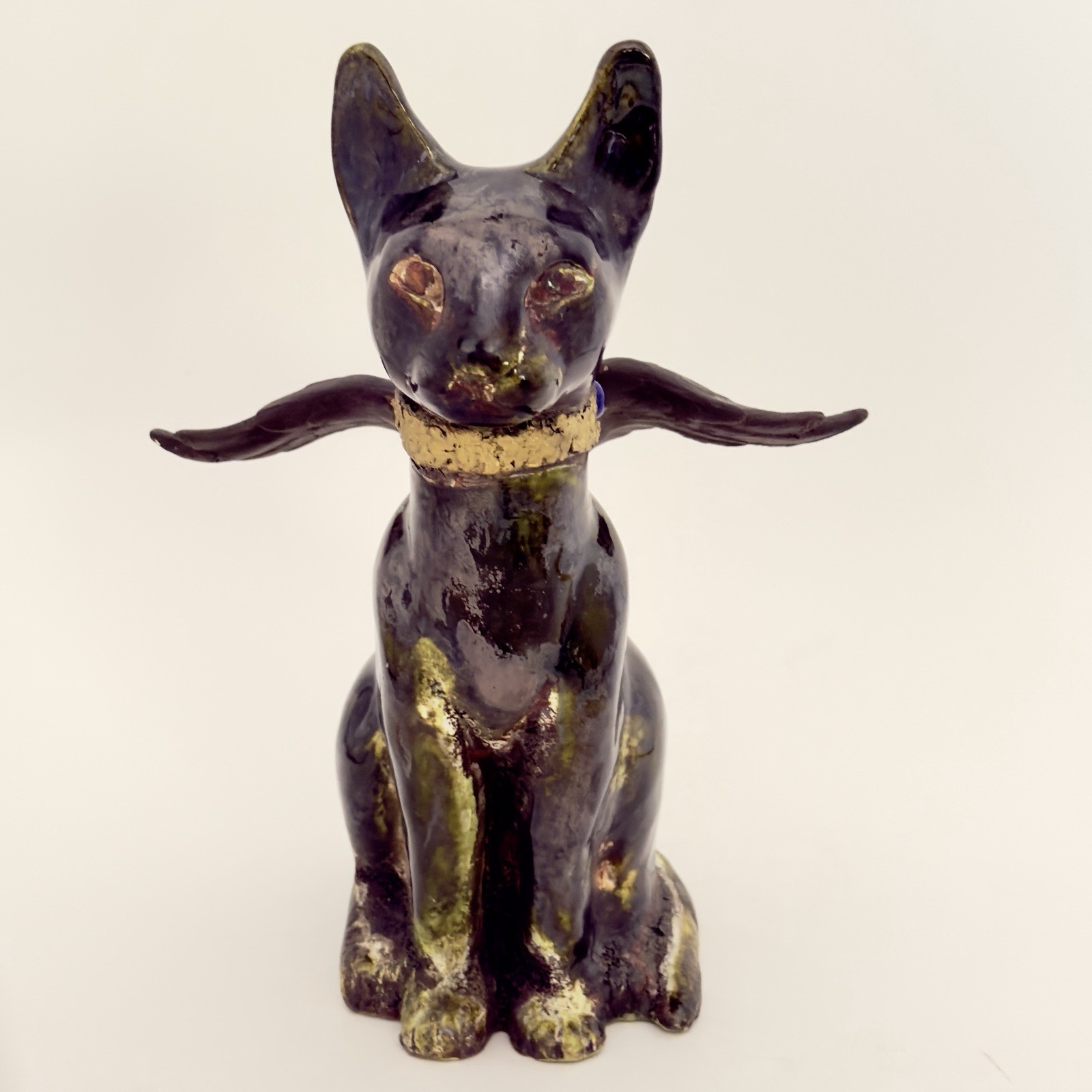 Vintage Ancient Egyptian Cat Statue Ceramic Replica Goddess Bastet Figurine 10”H