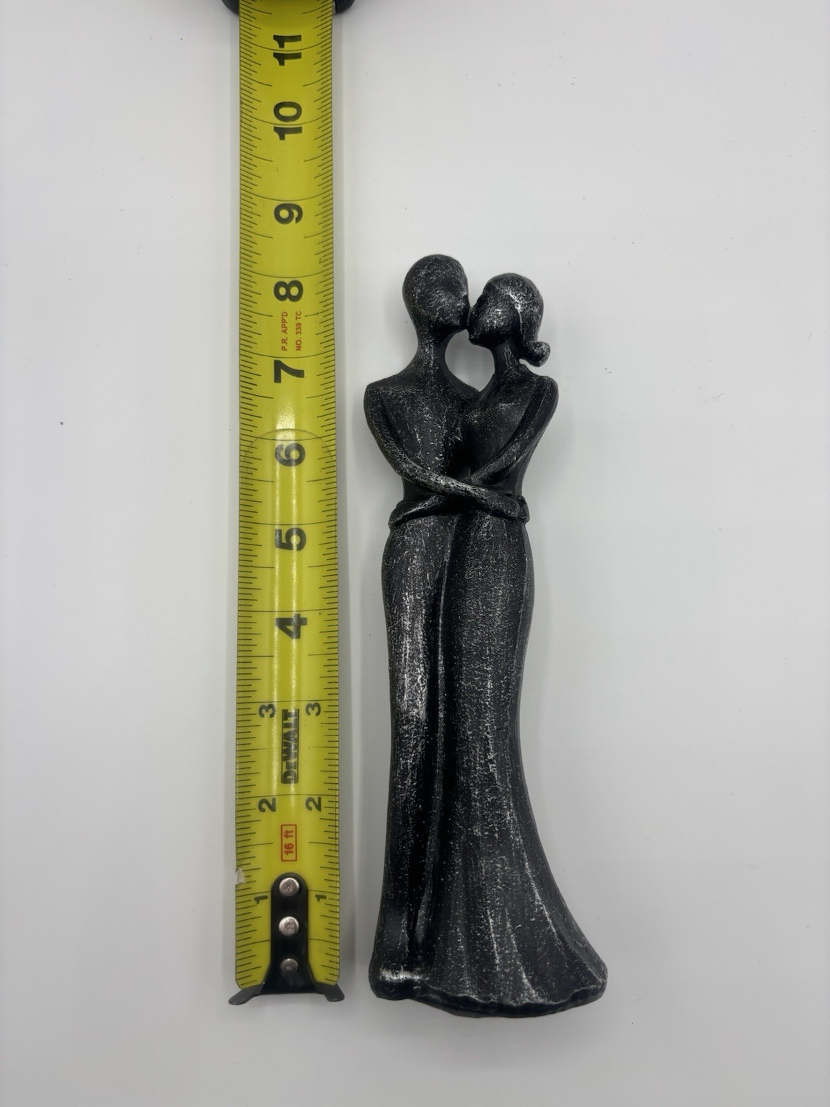 Couple Embracing – Black Metal Figurine – 8” – Art Deco Style
