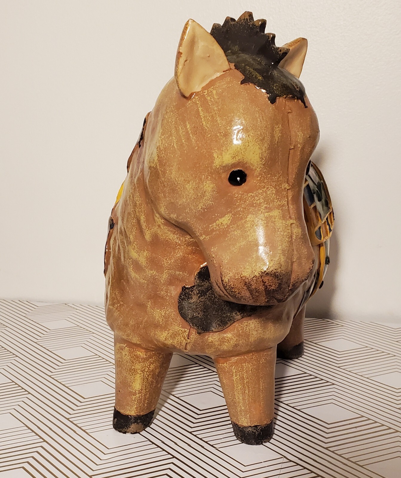 Large Patched Horse Monkey Mexican Style Statue Figurine Animal Folk Art 15×11